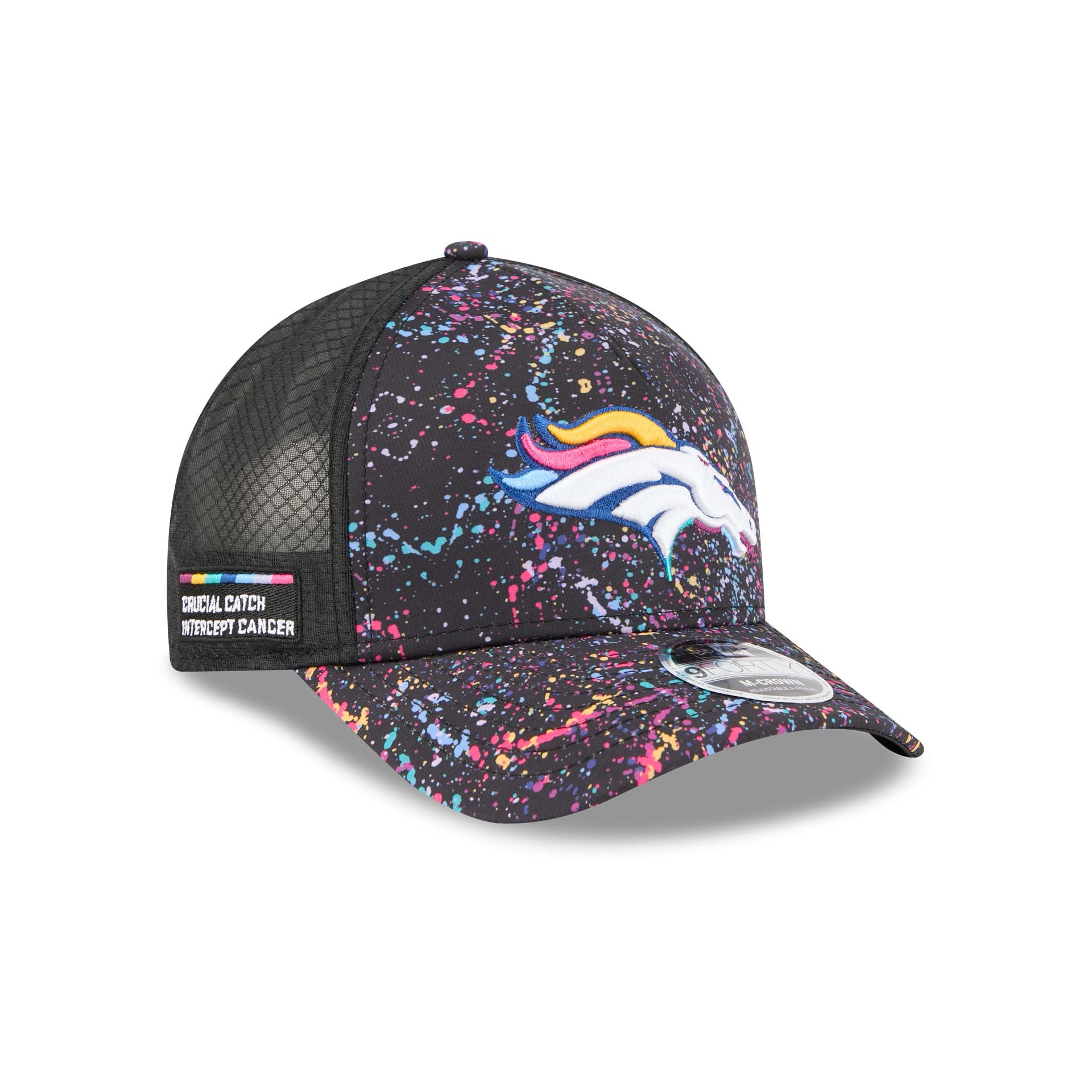 Denver Broncos 2025 Crucial Catch 9Forty M-Crown A-Frame Trucker Hat