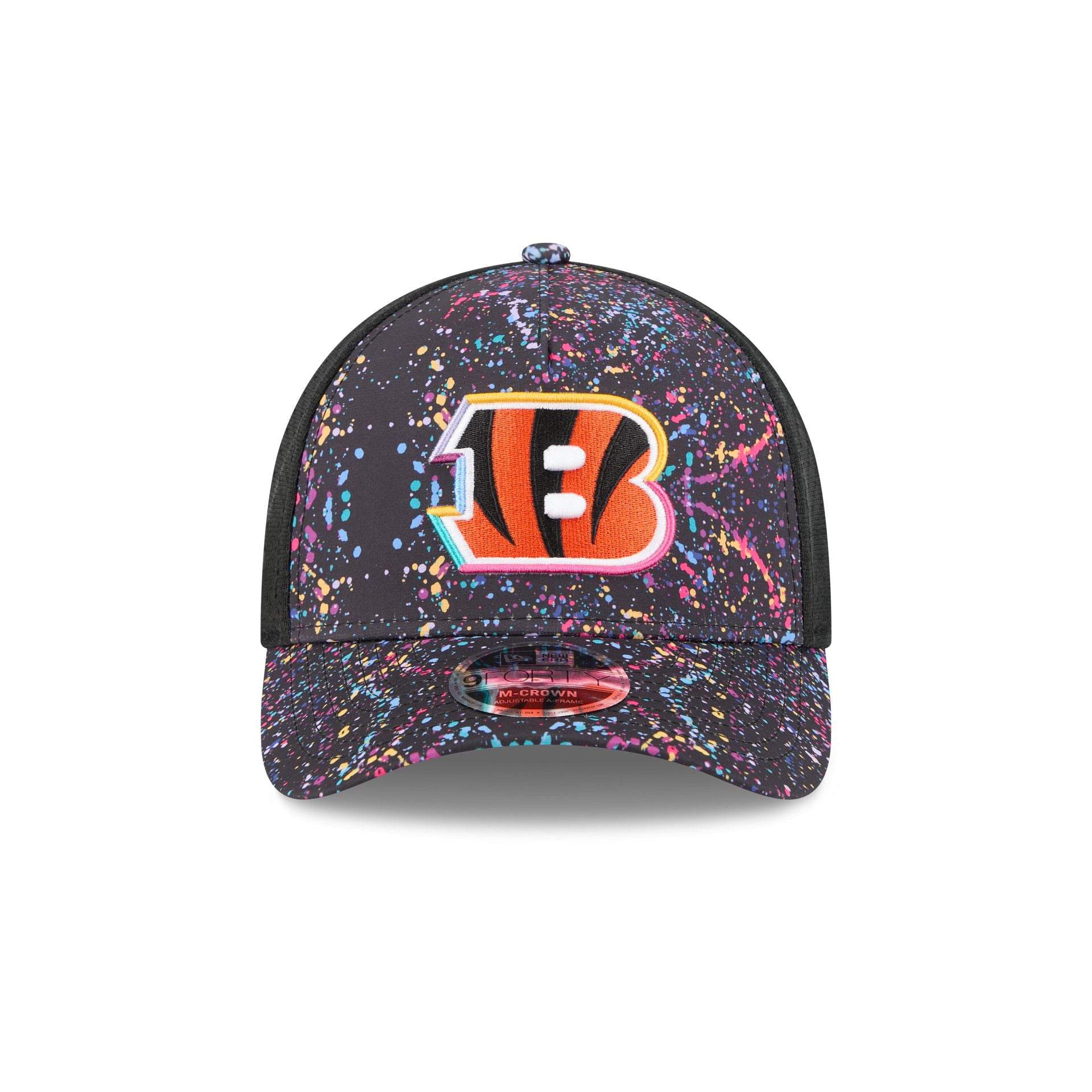 Alternative view of Cincinnati Bengals 2025 Crucial Catch 9Forty M-Crown A-Frame Trucker Hat