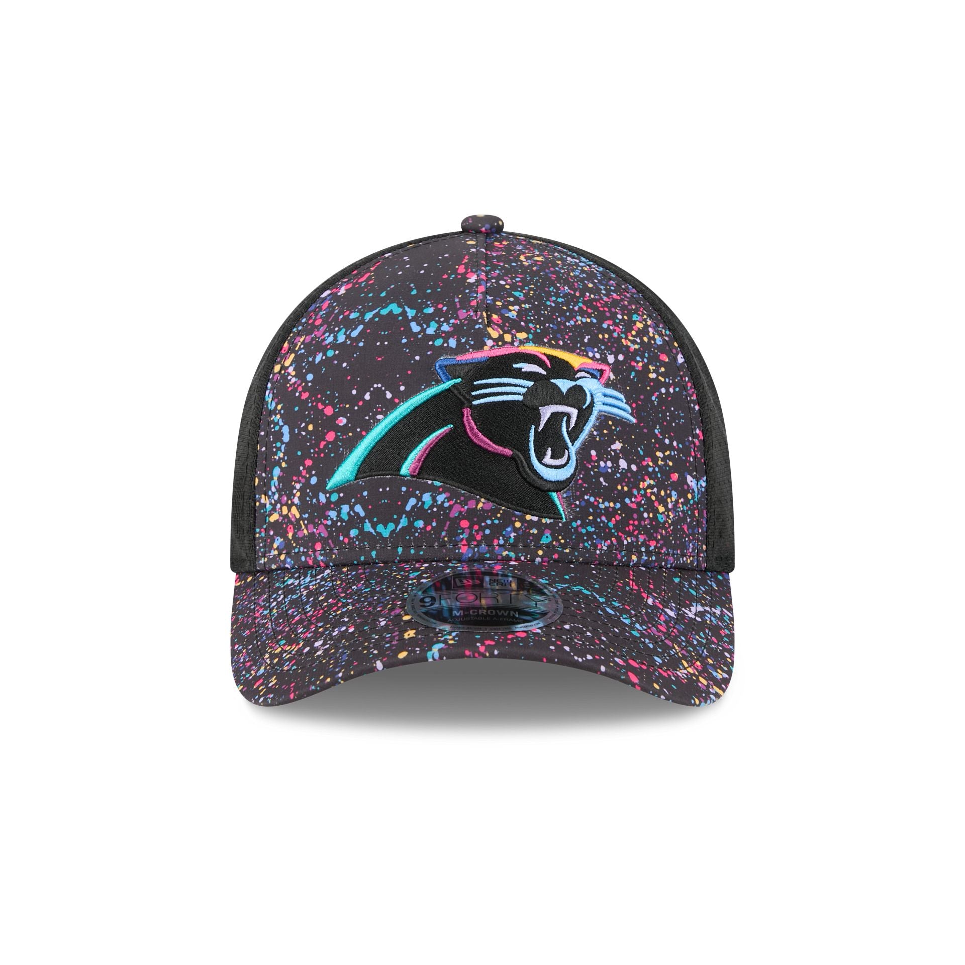 Alternative view of Carolina Panthers 2025 Crucial Catch 9Forty M-Crown A-Frame Trucker Hat