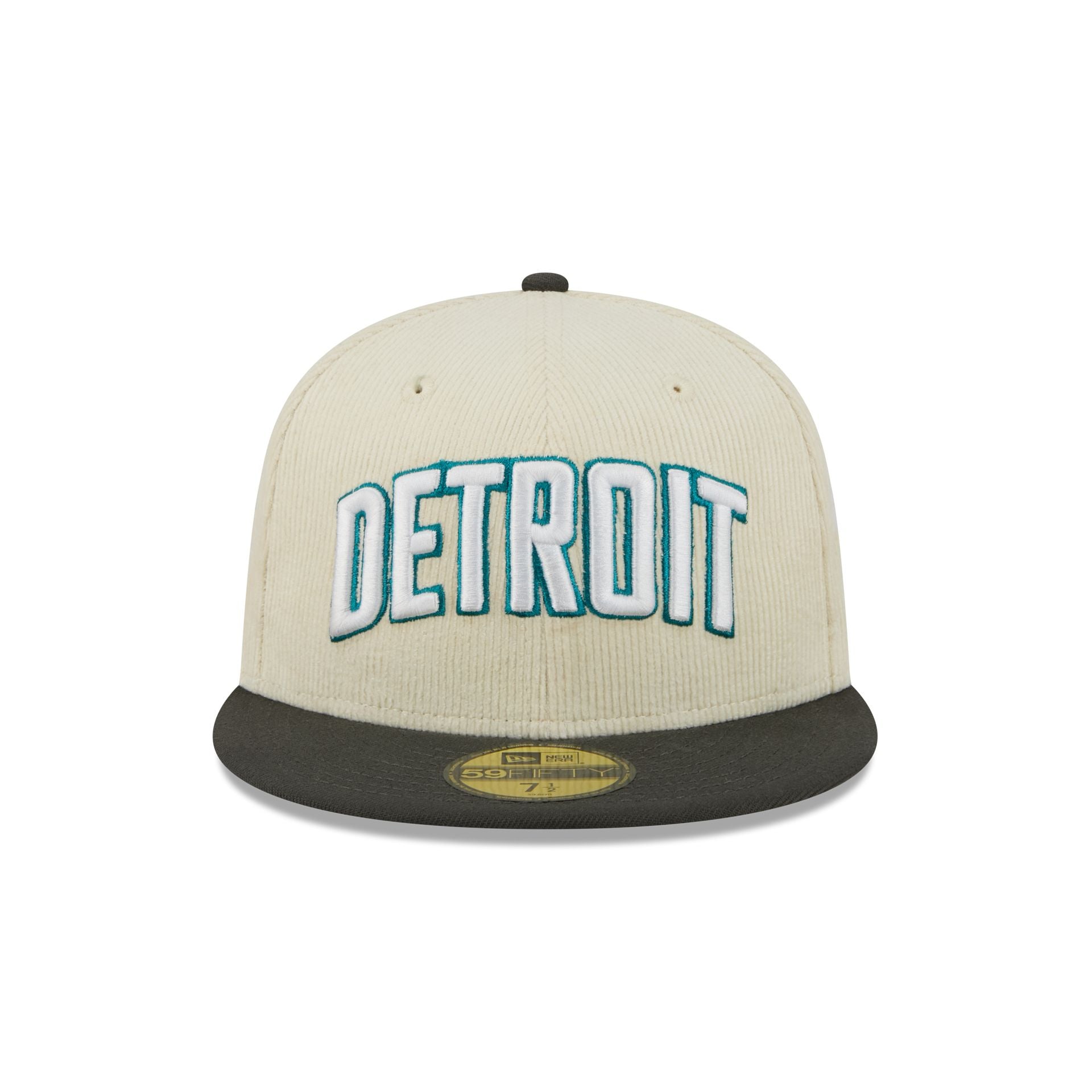 Alternative view of Detroit Pistons 2025 City Edition Chrome White Corduroy 59Fifty Fitted Hat