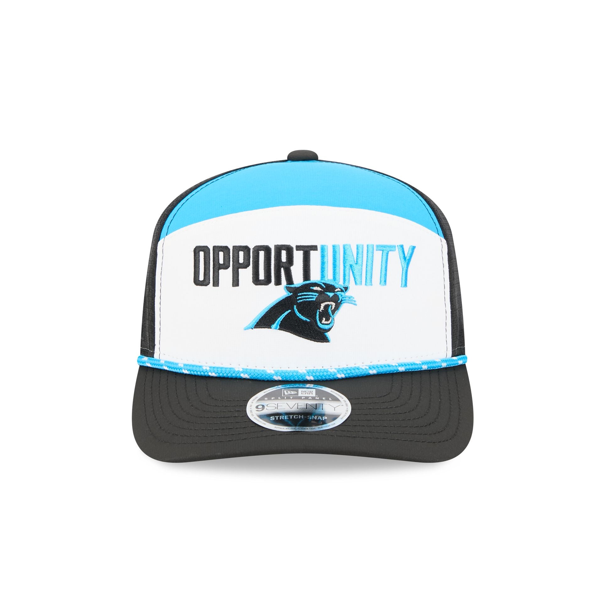 Alternative view of Carolina Panthers 2025 Inspire Change Split Panel 9Seventy Trucker Hat