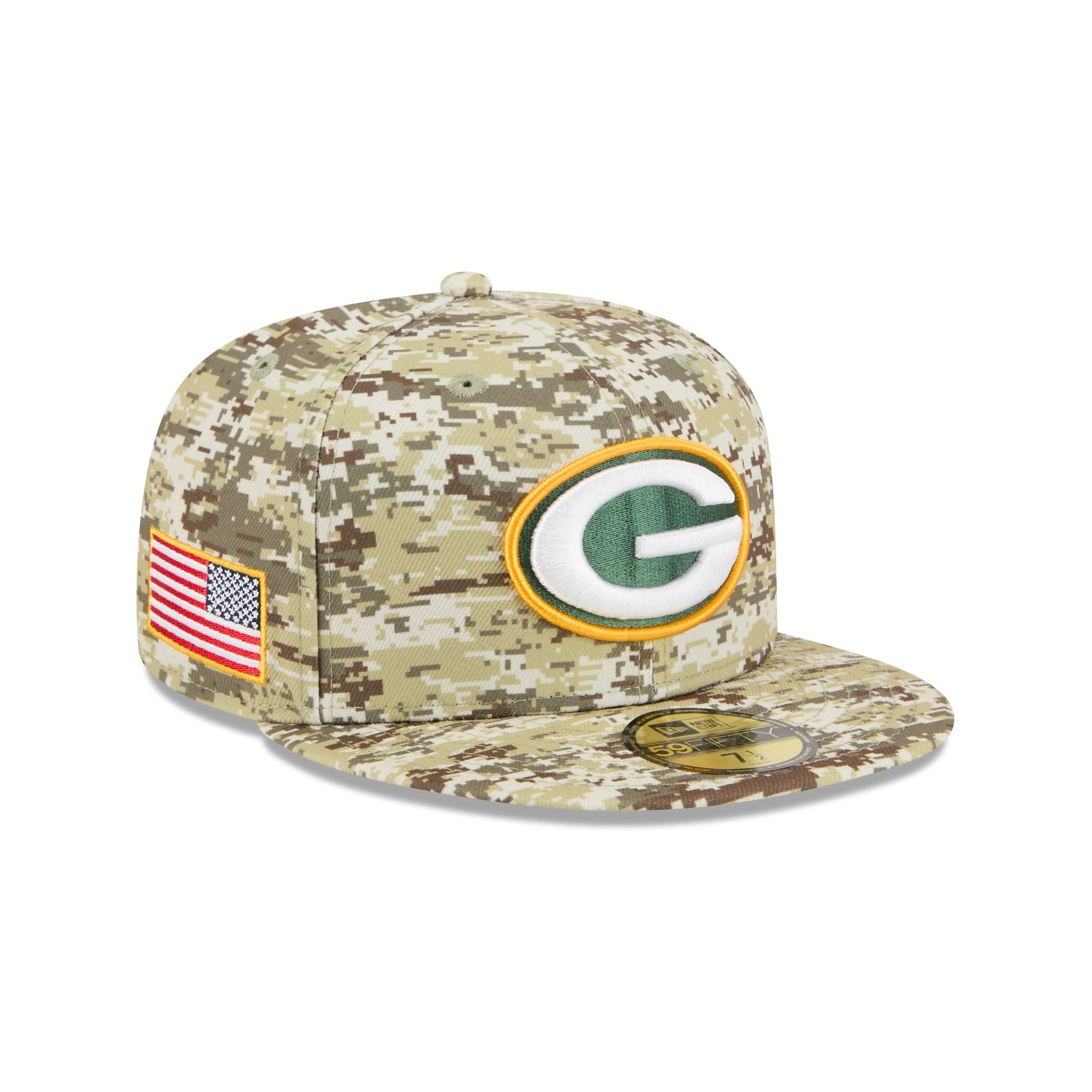 Green Bay Packers 2025 Salute To Service Fan Gear 59Fifty Fitted Hat
