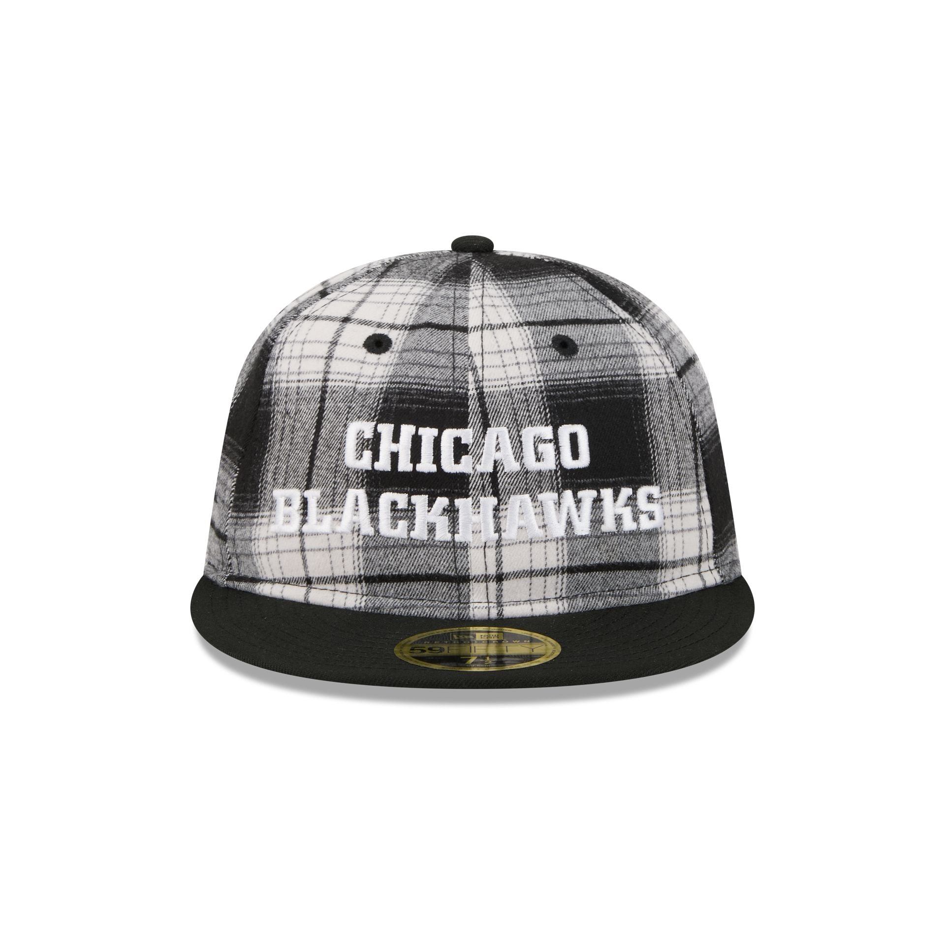 Alternative view of Chicago Blackhawks Grunge Plaid Retro Crown 59Fifty Fitted Hat