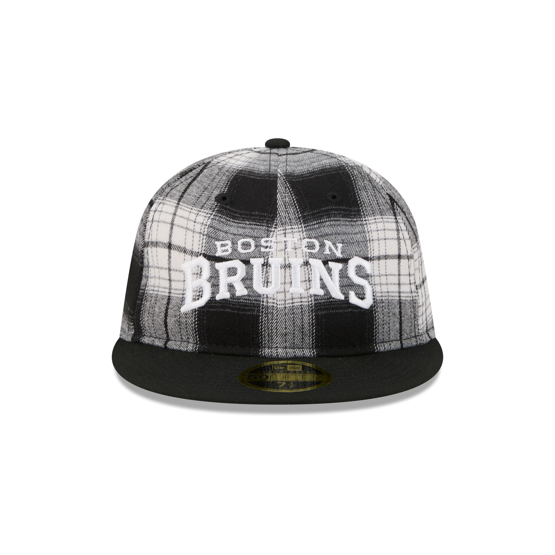 Alternative view of Boston Bruins Grunge Plaid Retro Crown 59Fifty Fitted Hat