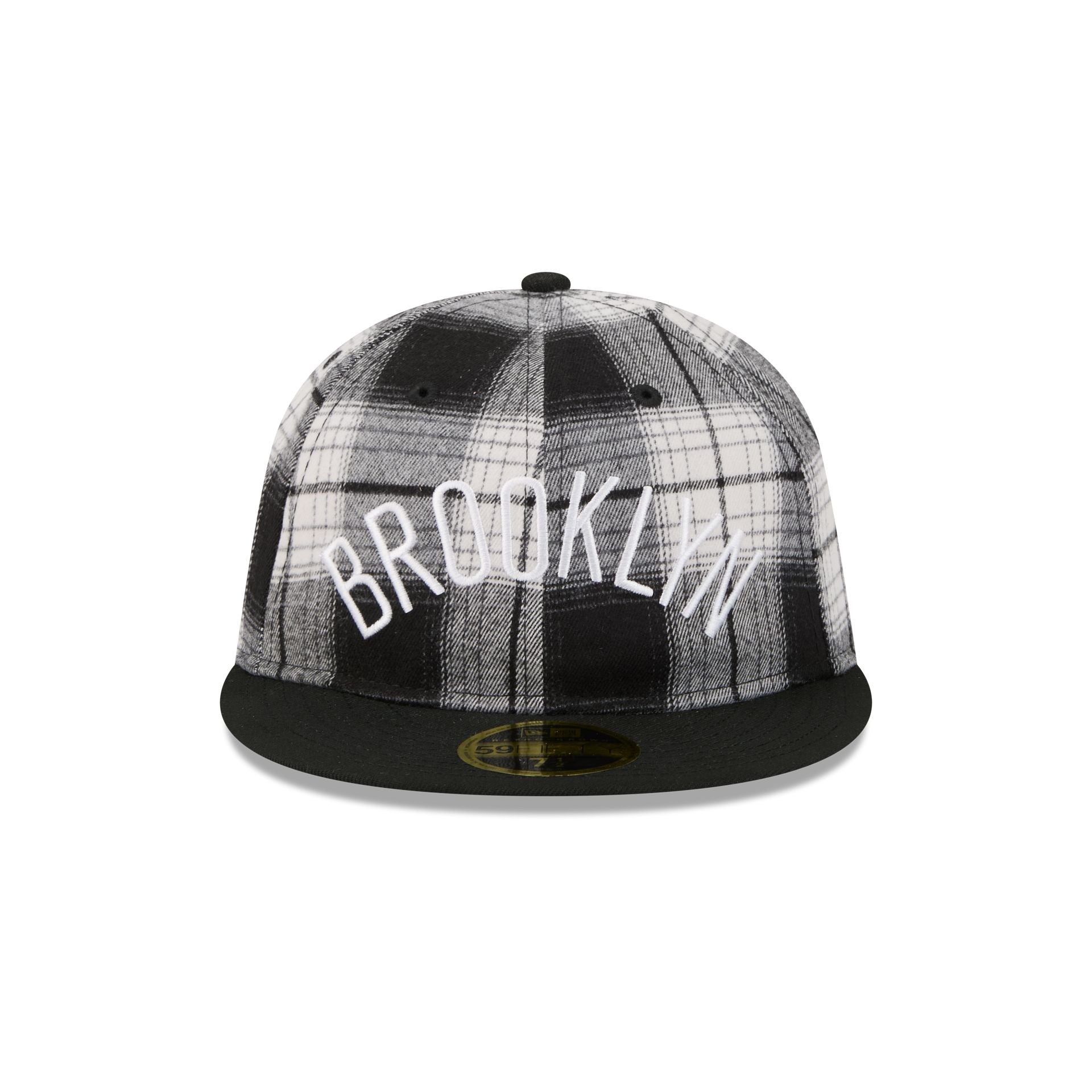 Alternative view of Brooklyn Nets Grunge Plaid Retro Crown 59Fifty Fitted Hat