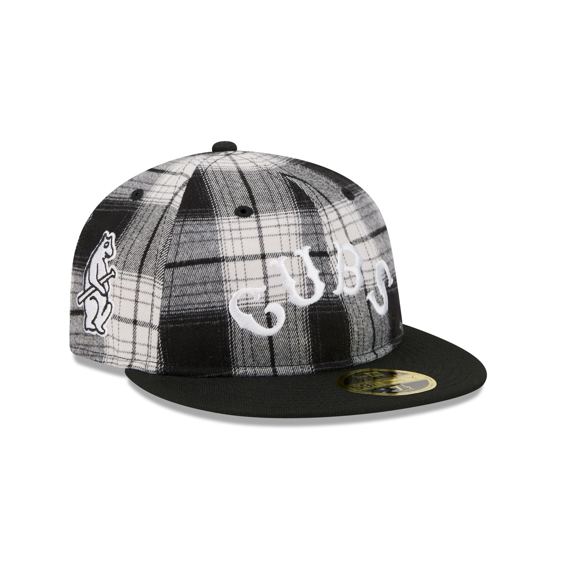 Chicago Cubs Grunge Plaid Retro Crown 59Fifty Fitted Hat