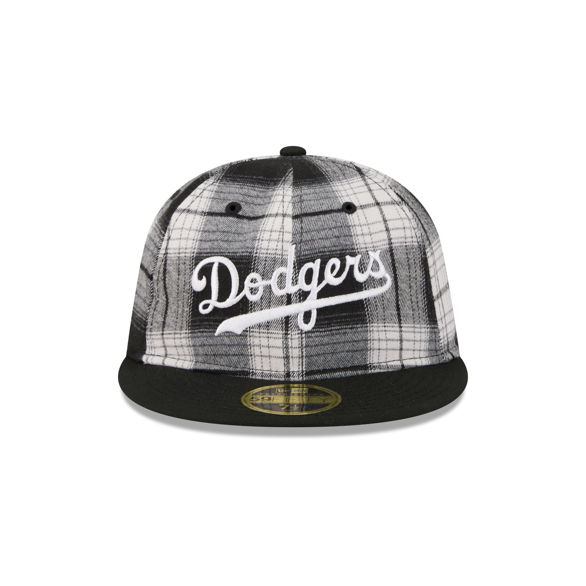 Alternative view of Brooklyn Dodgers Grunge Plaid Retro Crown 59Fifty Fitted Hat