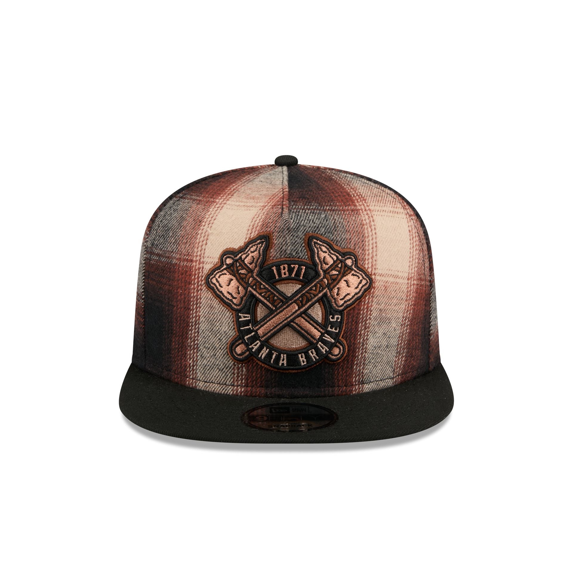 Alternative view of Atlanta Braves Grunge Plaid 9Fifty A-Frame Adjustable Hat