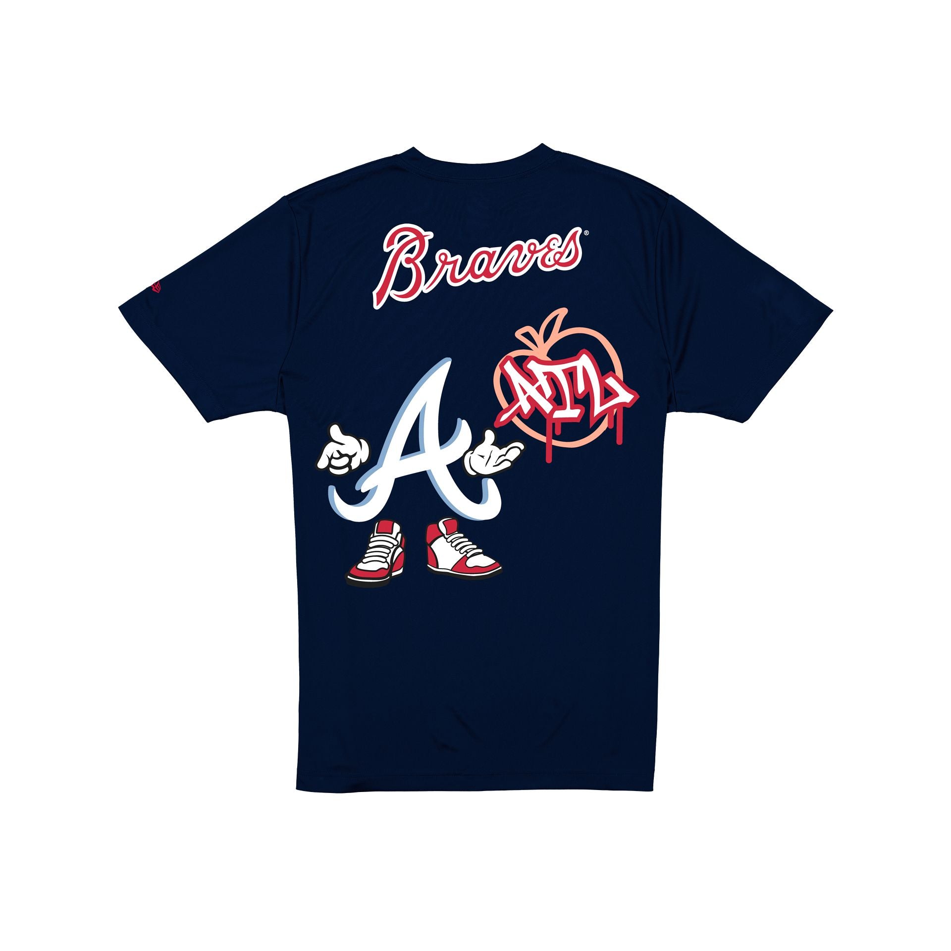 Alternative view of Atlanta Braves Cartoon Navy T-Shirt