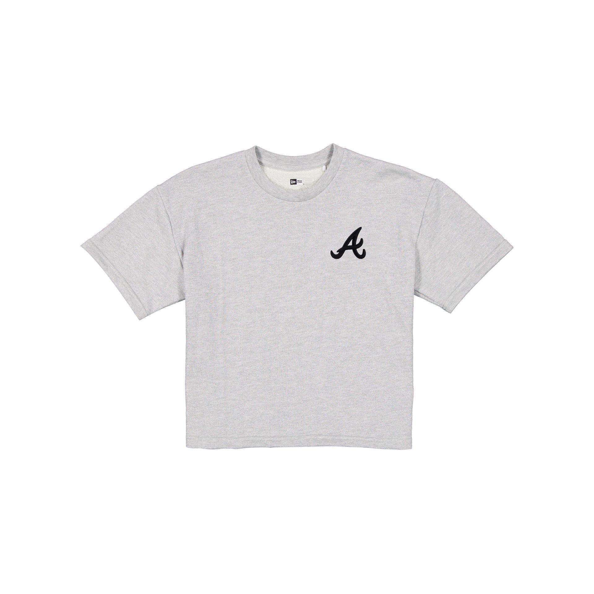 Atlanta Braves Glam Game Women's Cropped Heather Gray T-Shirt