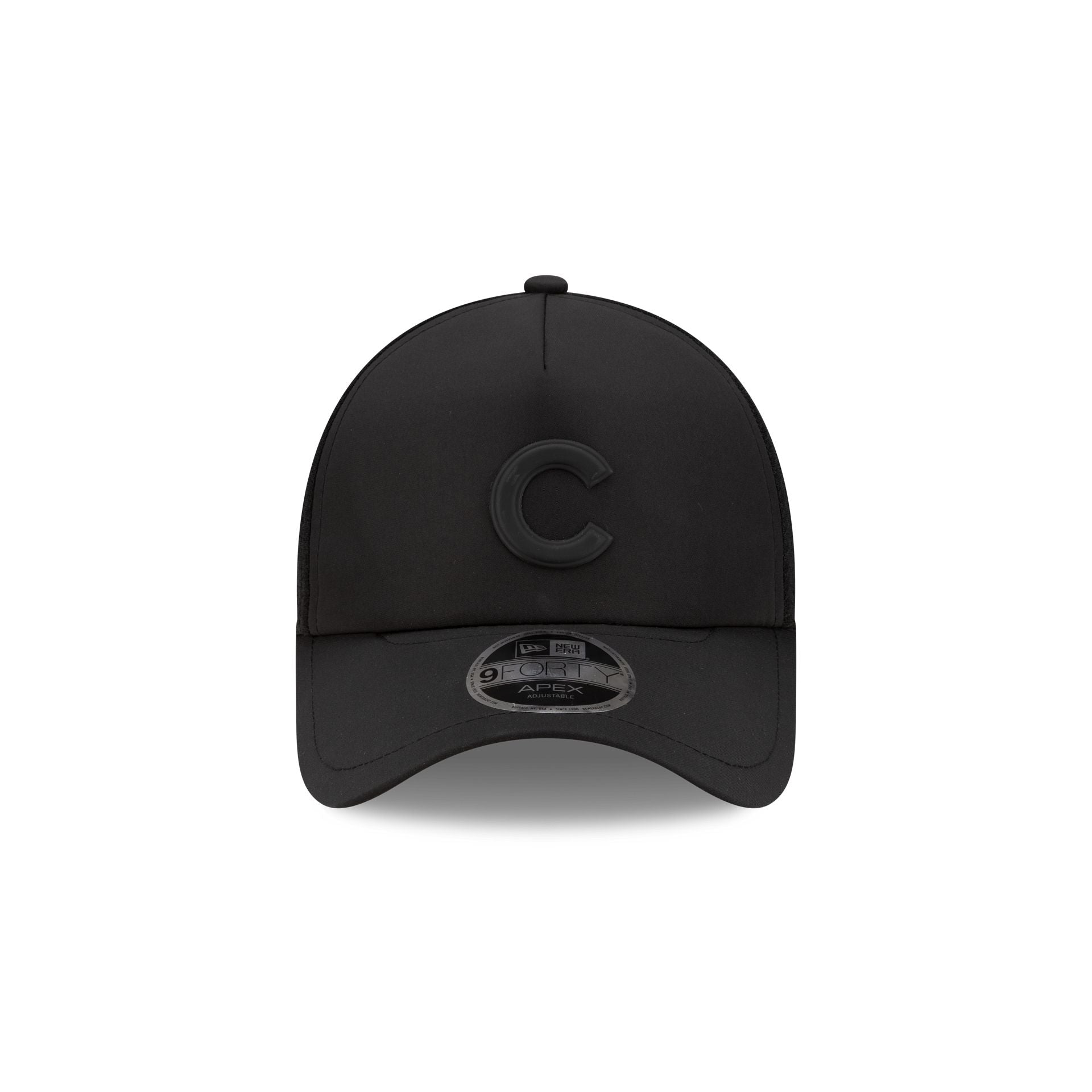 Alternative view of Chicago Cubs 2026 Batting Practice Black 9Forty Apex Trucker Hat