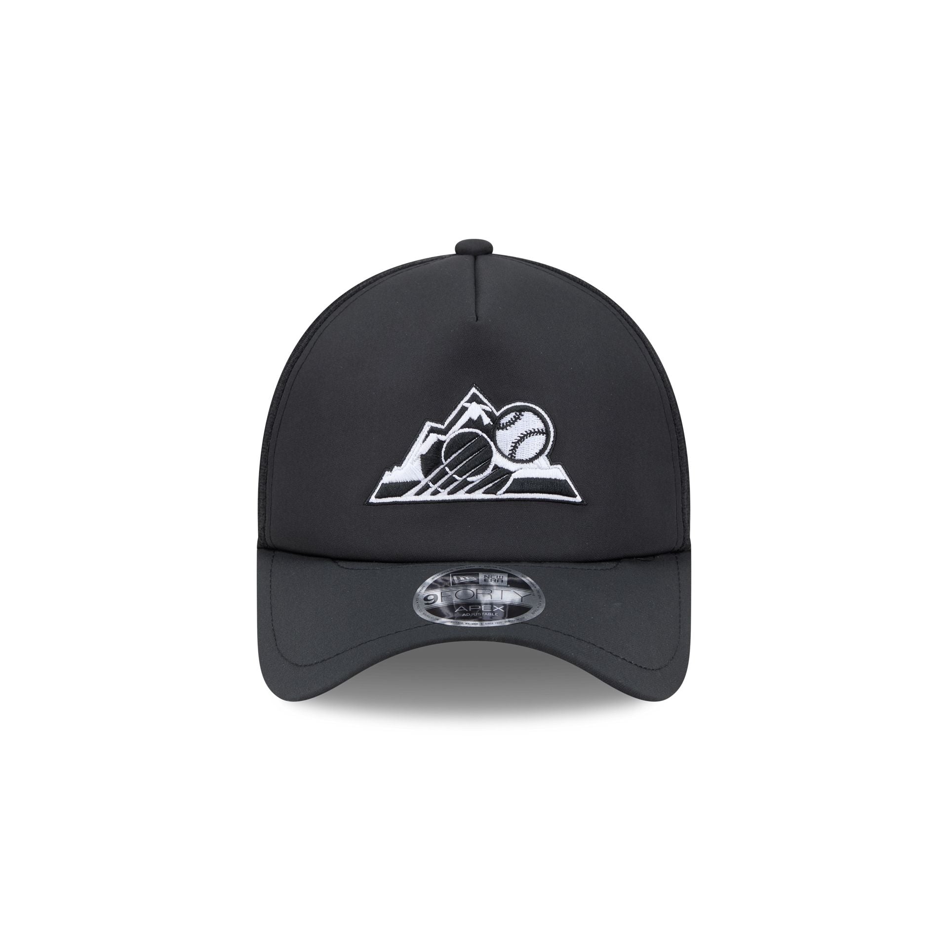 Alternative view of Colorado Rockies 2026 Batting Practice Alt Black 9Forty Apex Trucker Hat