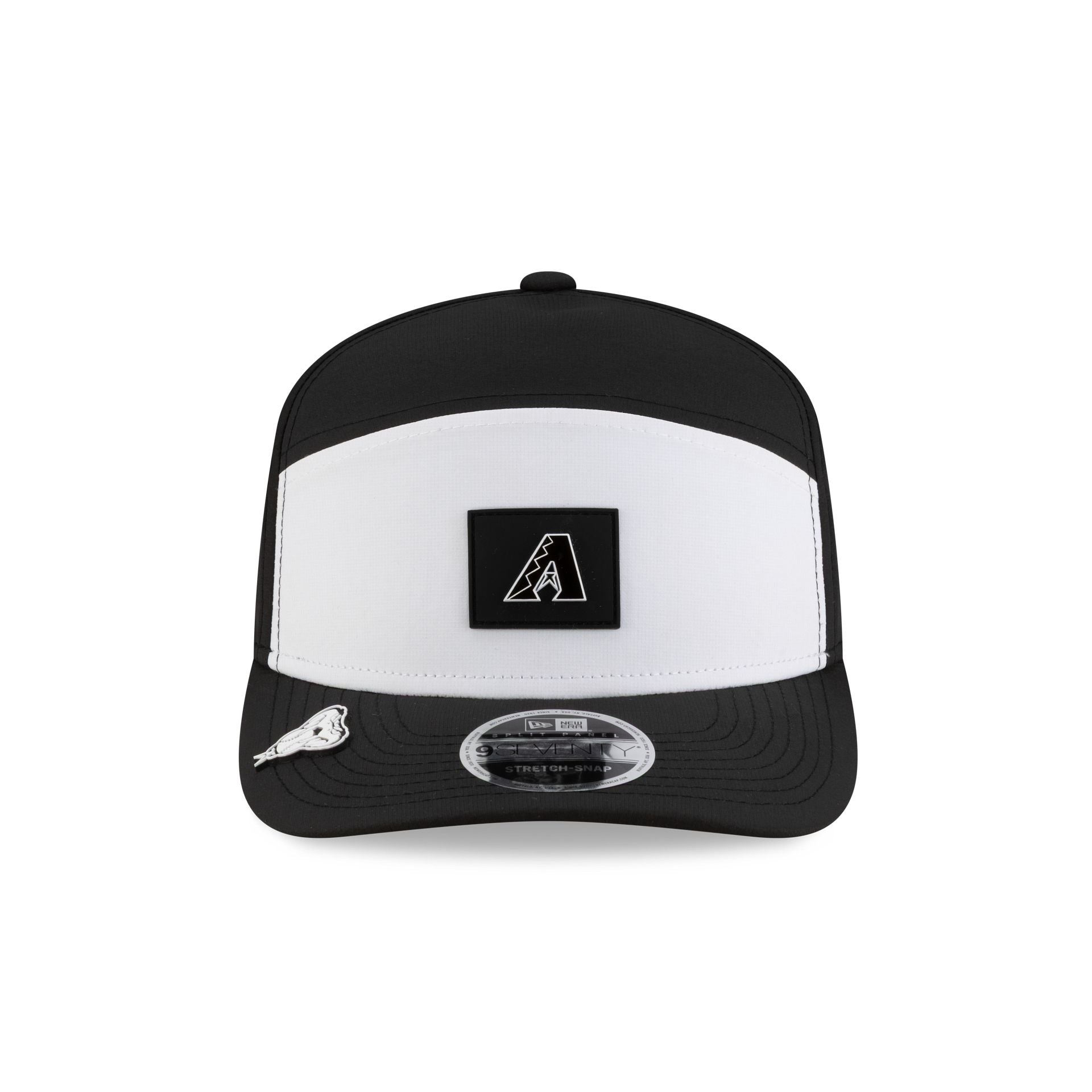Alternative view of Arizona Diamondbacks 2026 Clubhouse Black & White Split Panel 9Seventy Stretch-Snap Hat