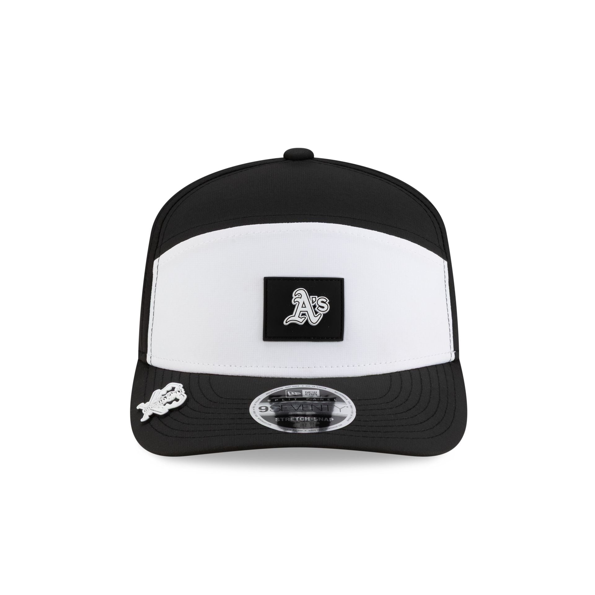 Alternative view of Athletics 2026 Clubhouse Black & White Split Panel 9Seventy Stretch-Snap Hat