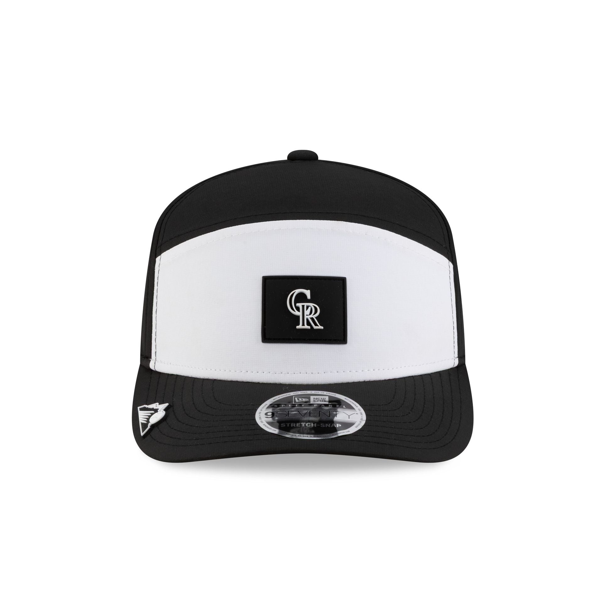 Alternative view of Colorado Rockies 2026 Clubhouse Black & White Split Panel 9Seventy Stretch-Snap Hat