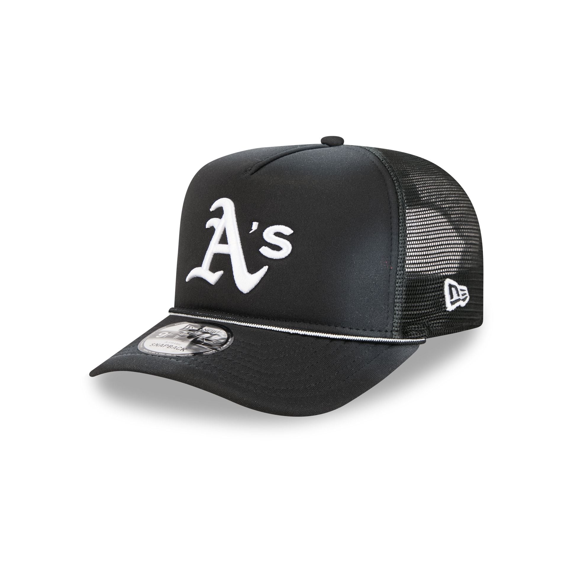 Athletics Washed Black 9Fifty A-Frame Trucker Hat
