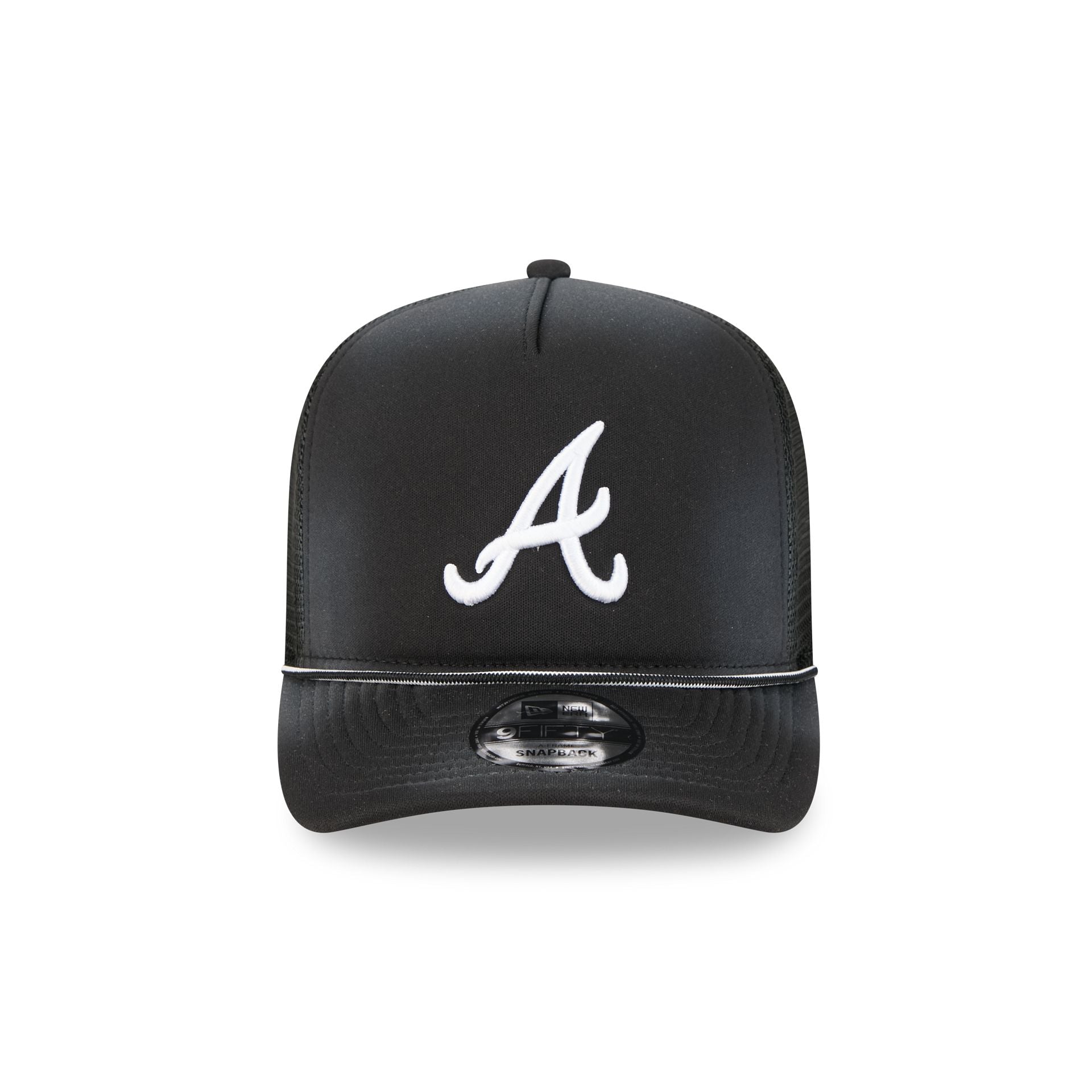 Alternative view of Atlanta Braves Washed Black 9Fifty A-Frame Trucker Hat