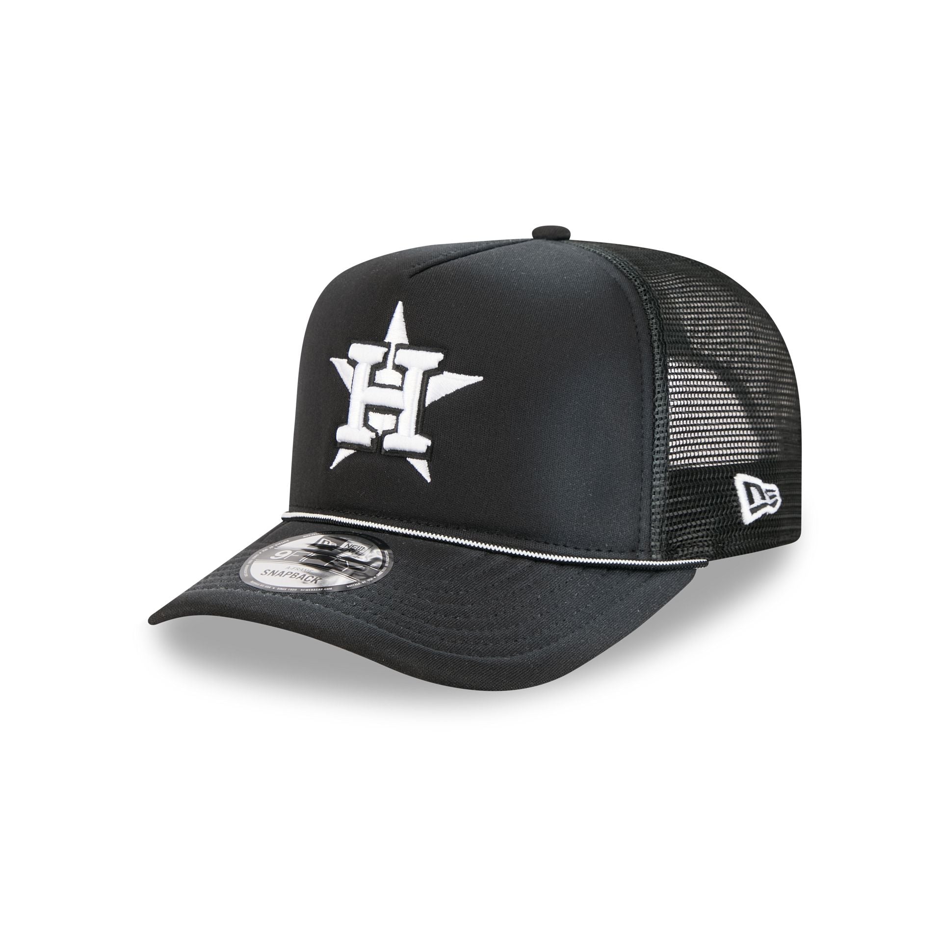Houston Astros Washed Black 9Fifty A-Frame Trucker Hat