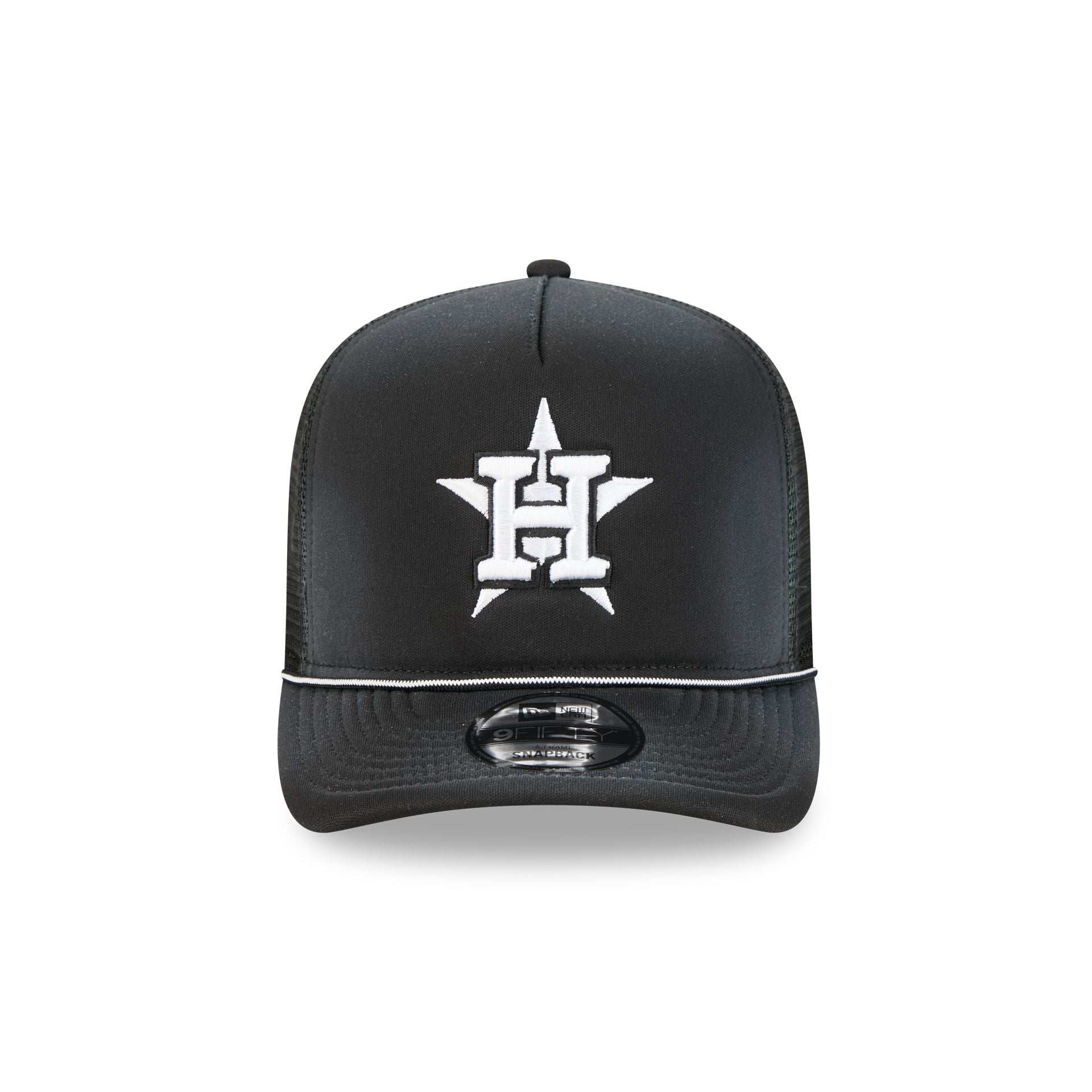 Alternative view of Houston Astros Washed Black 9Fifty A-Frame Trucker Hat