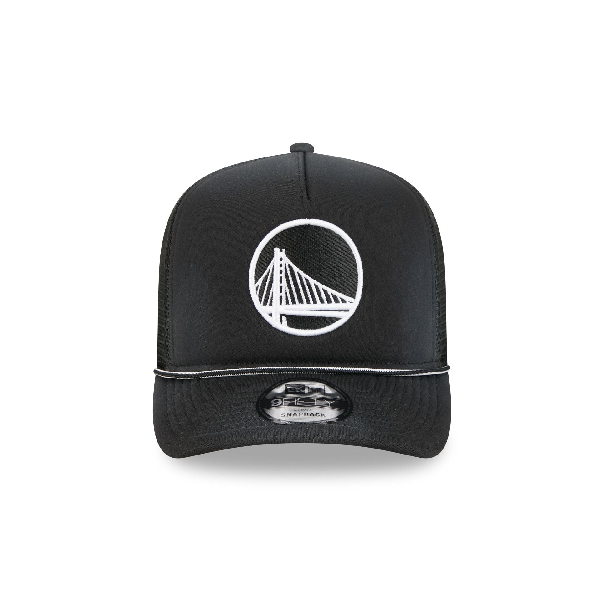 Alternative view of Golden State Warriors Washed Black 9Fifty A-Frame Trucker Hat