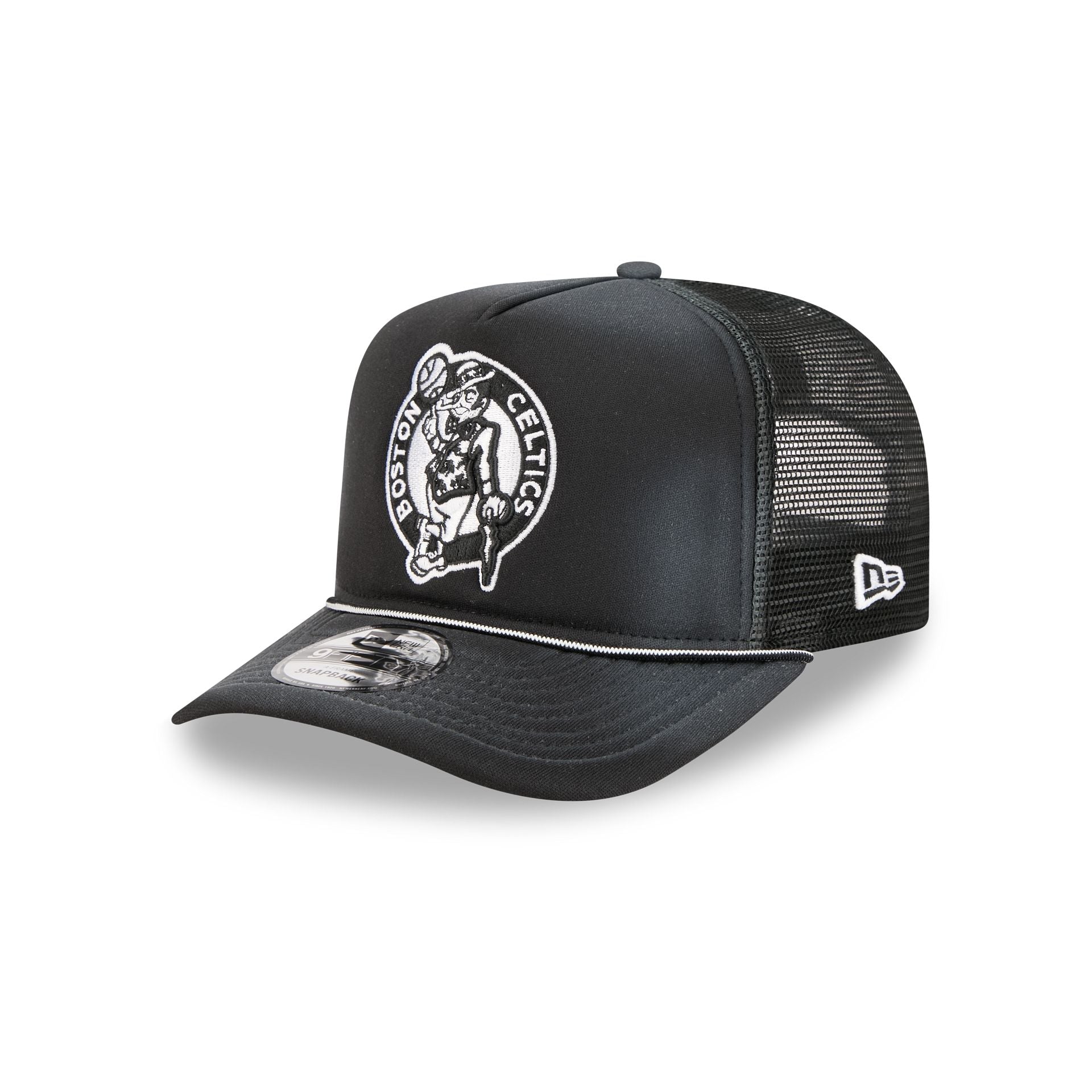 Boston Celtics Washed Black 9Fifty A-Frame Trucker Hat