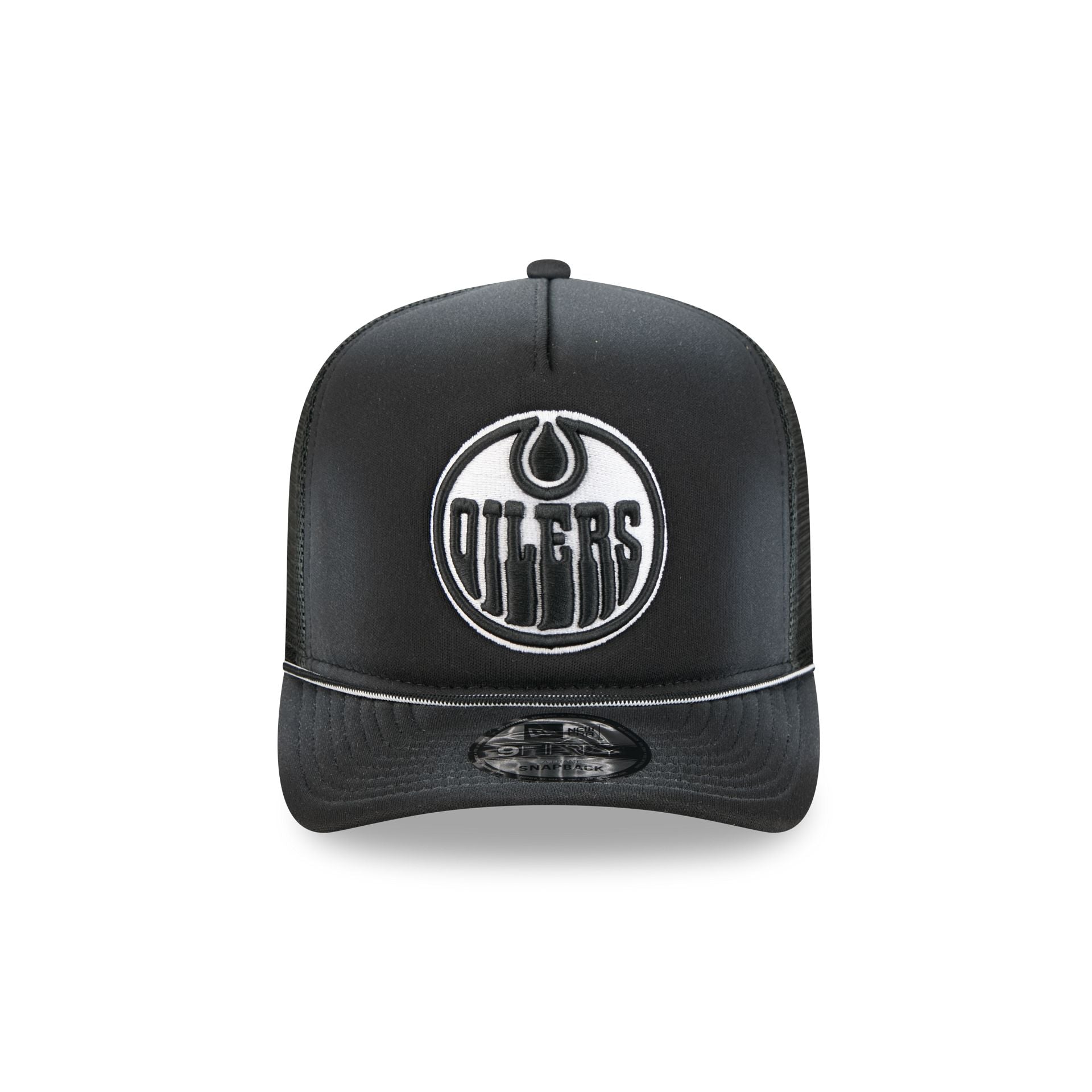 Alternative view of Edmonton Oilers Washed Black 9Fifty A-Frame Trucker Hat