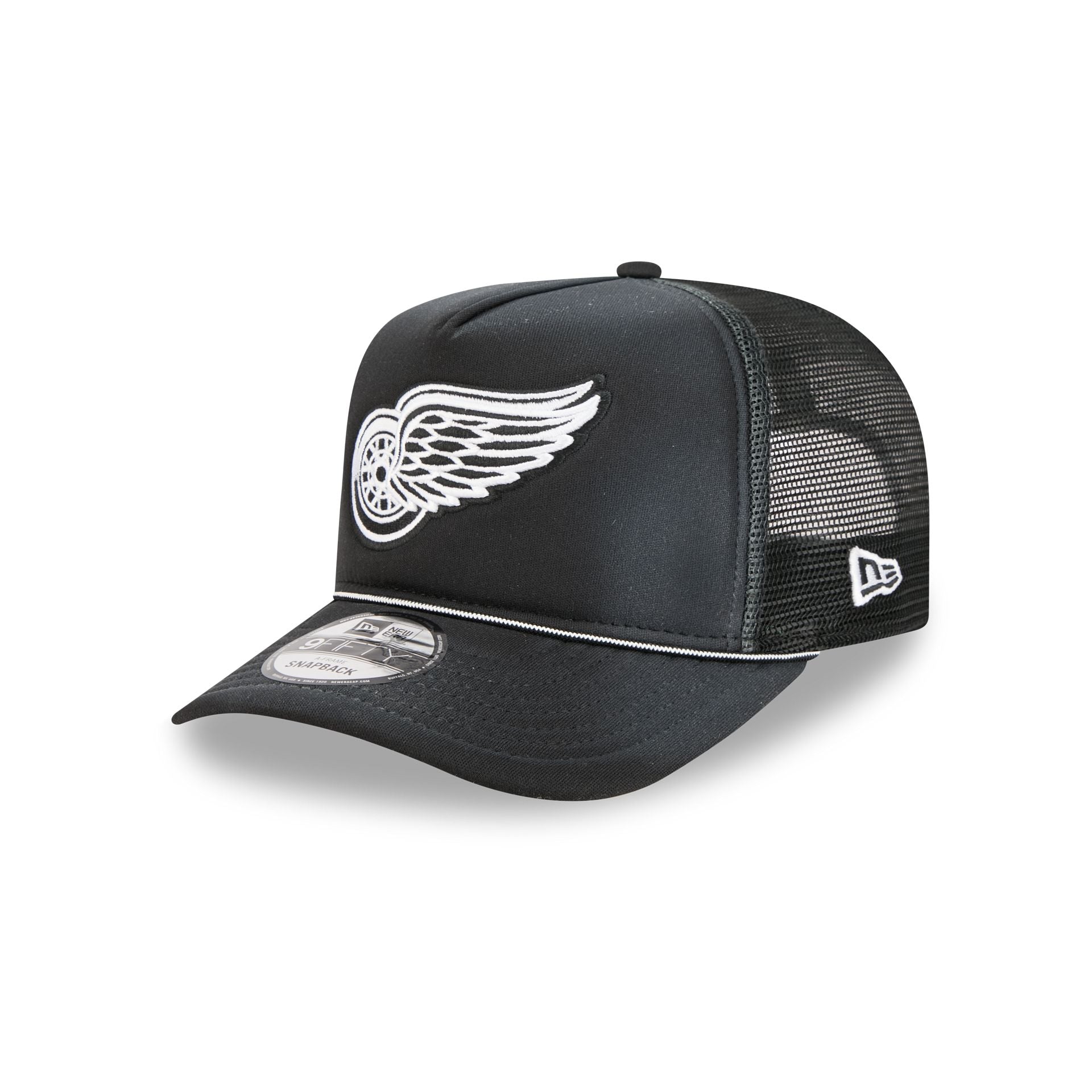 Detroit Red Wings Washed Black 9Fifty A-Frame Trucker Hat