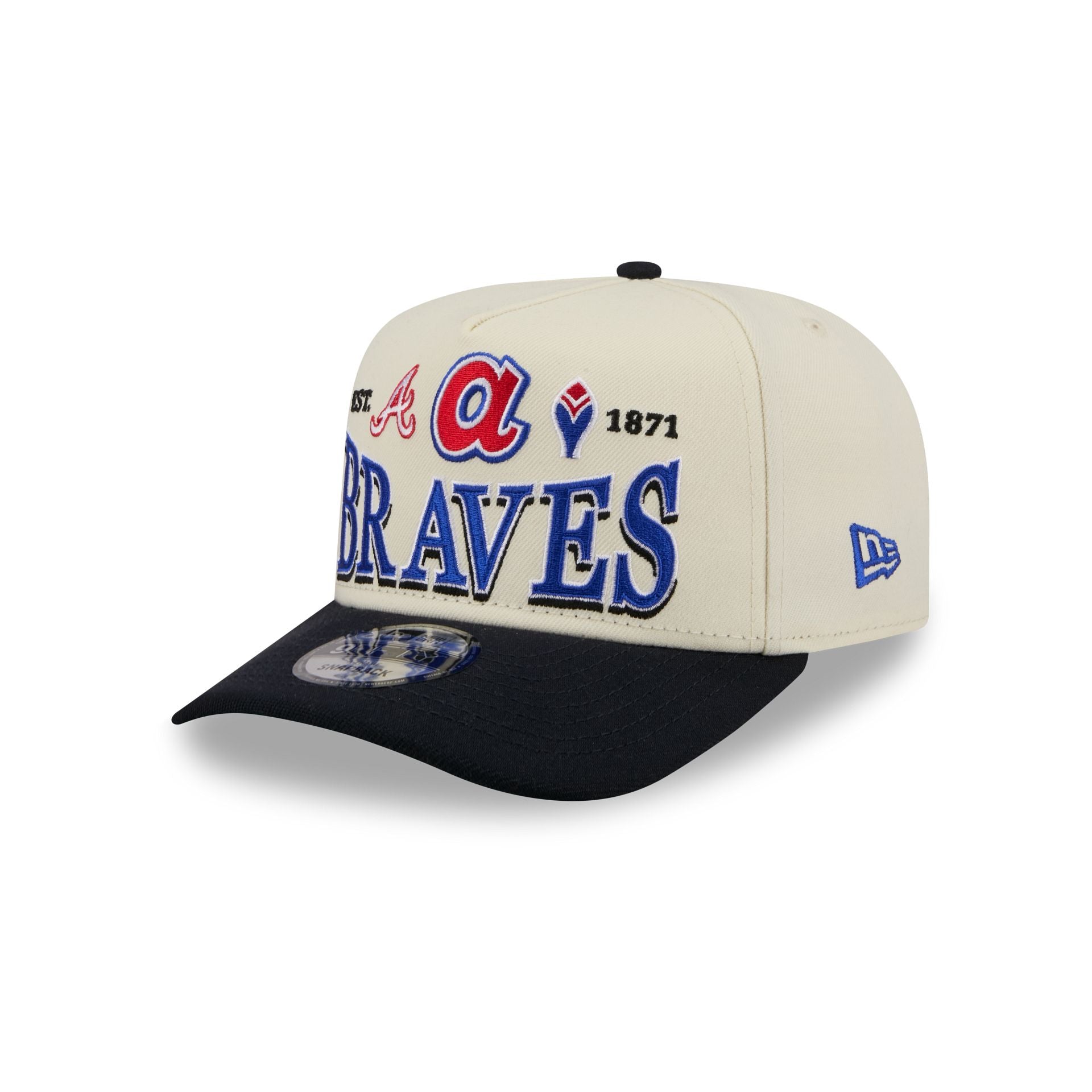 Atlanta Braves Three Hit Chrome White 9Fifty A-Frame Snapback Hat