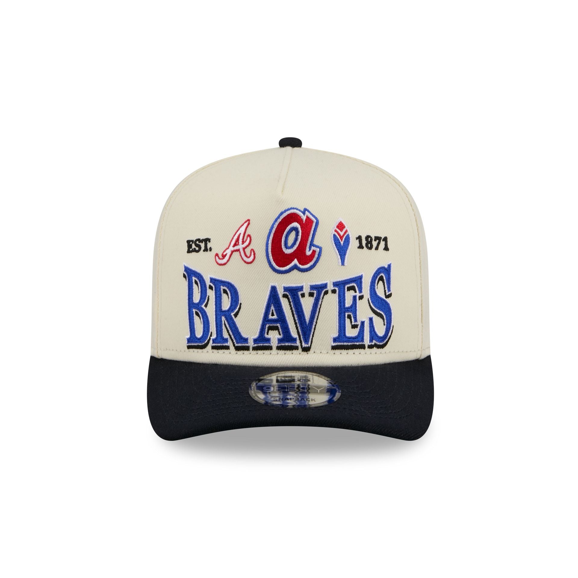 Alternative view of Atlanta Braves Three Hit Chrome White 9Fifty A-Frame Snapback Hat