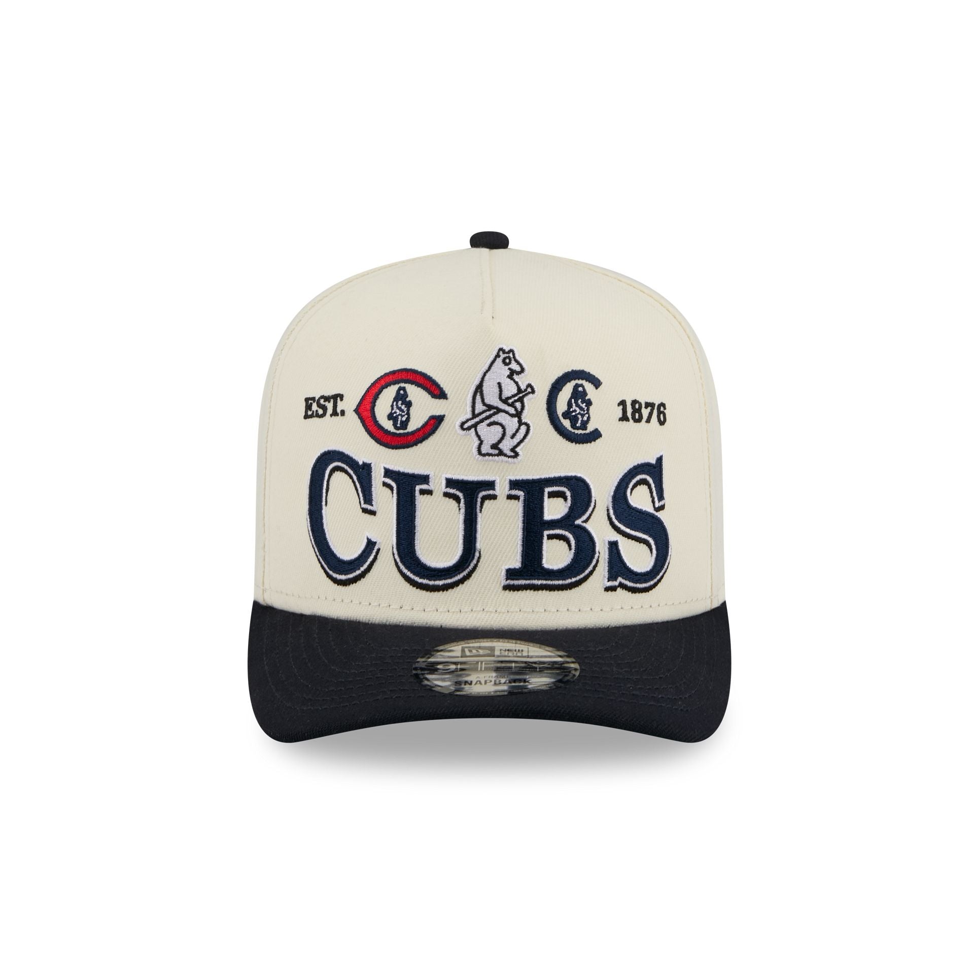 Alternative view of Chicago Cubs Three Hit Chrome White 9Fifty A-Frame Snapback Hat