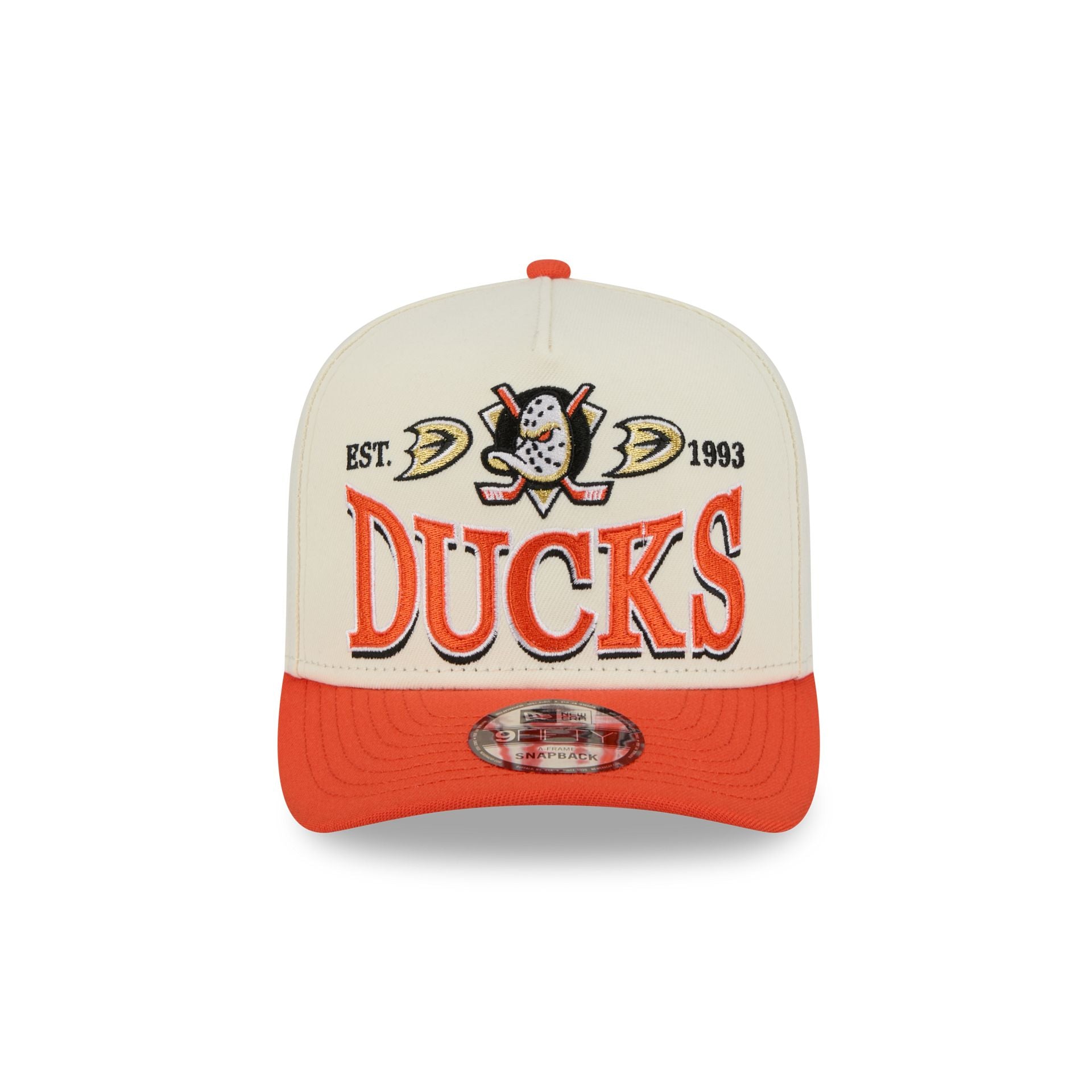 Alternative view of Anaheim Ducks Three Hit Chrome White 9Fifty A-Frame Snapback Hat