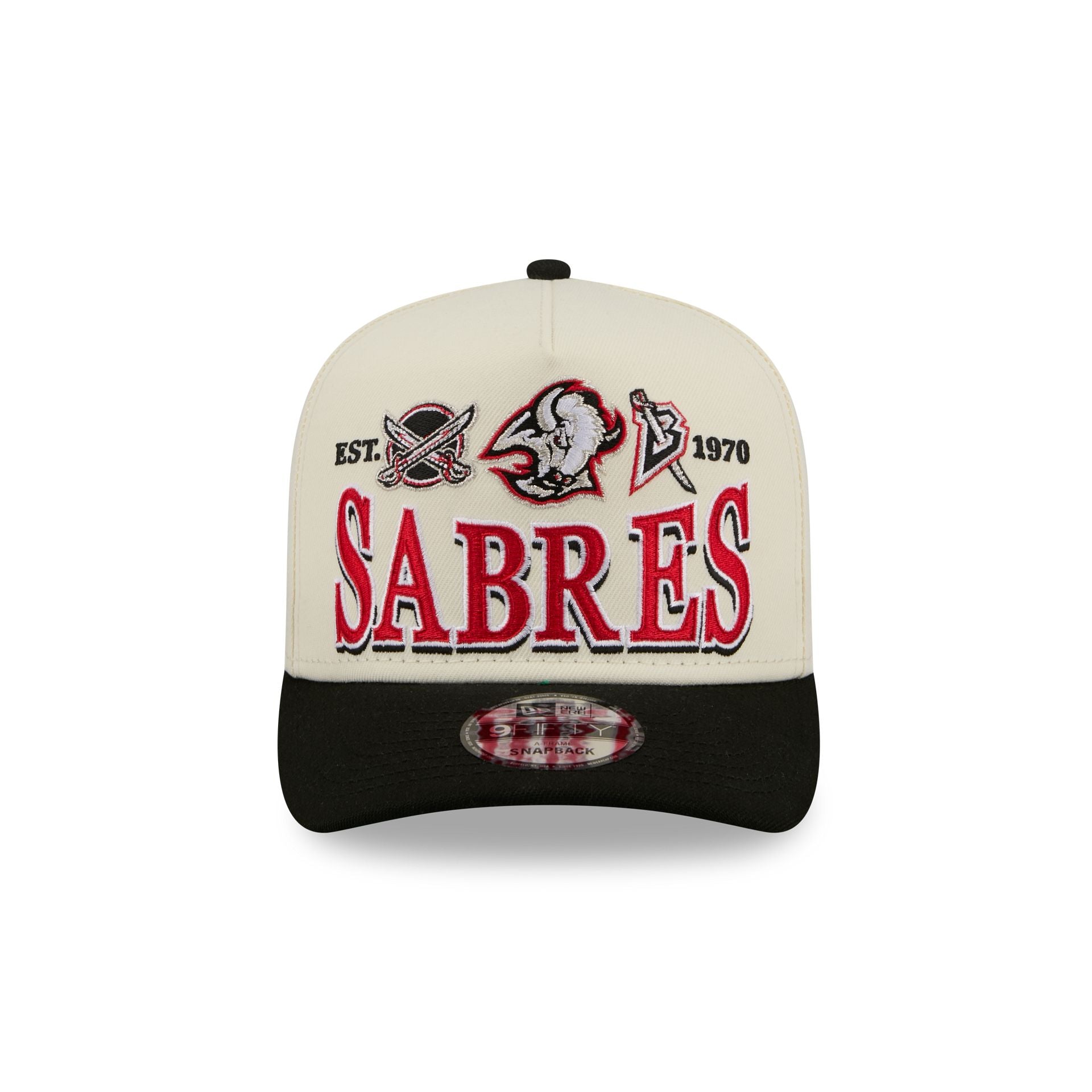 Alternative view of Buffalo Sabres Three Hit Chrome White 9Fifty A-Frame Snapback Hat