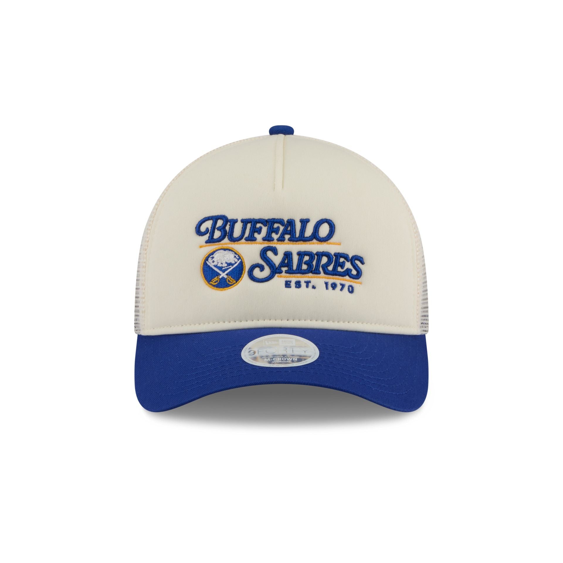 Alternative view of Buffalo Sabres Retro Chrome Women's White 9Forty M-Crown A-Frame Trucker Hat