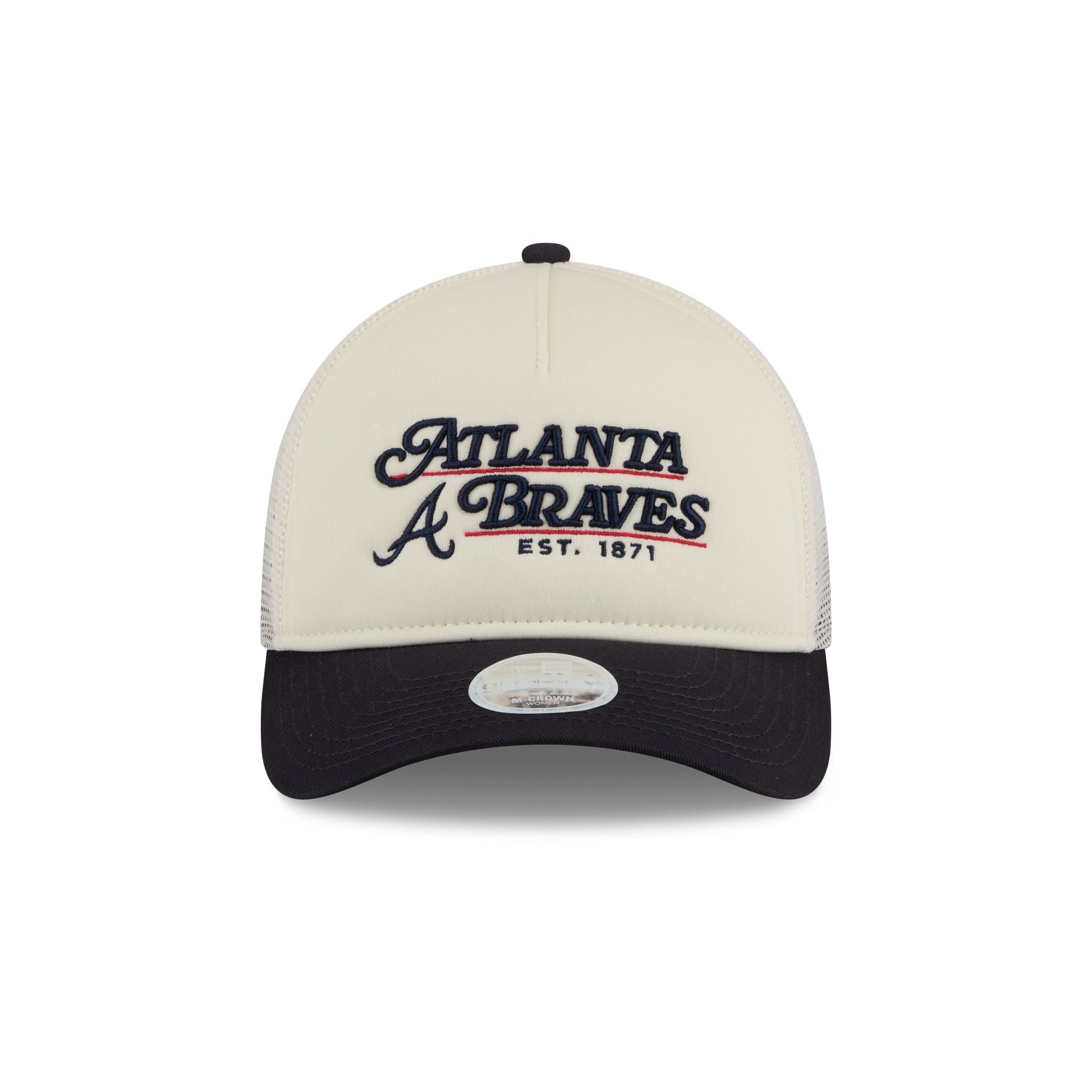 Alternative view of Atlanta Braves Retro Chrome Women's White 9Forty M-Crown A-Frame Trucker Hat