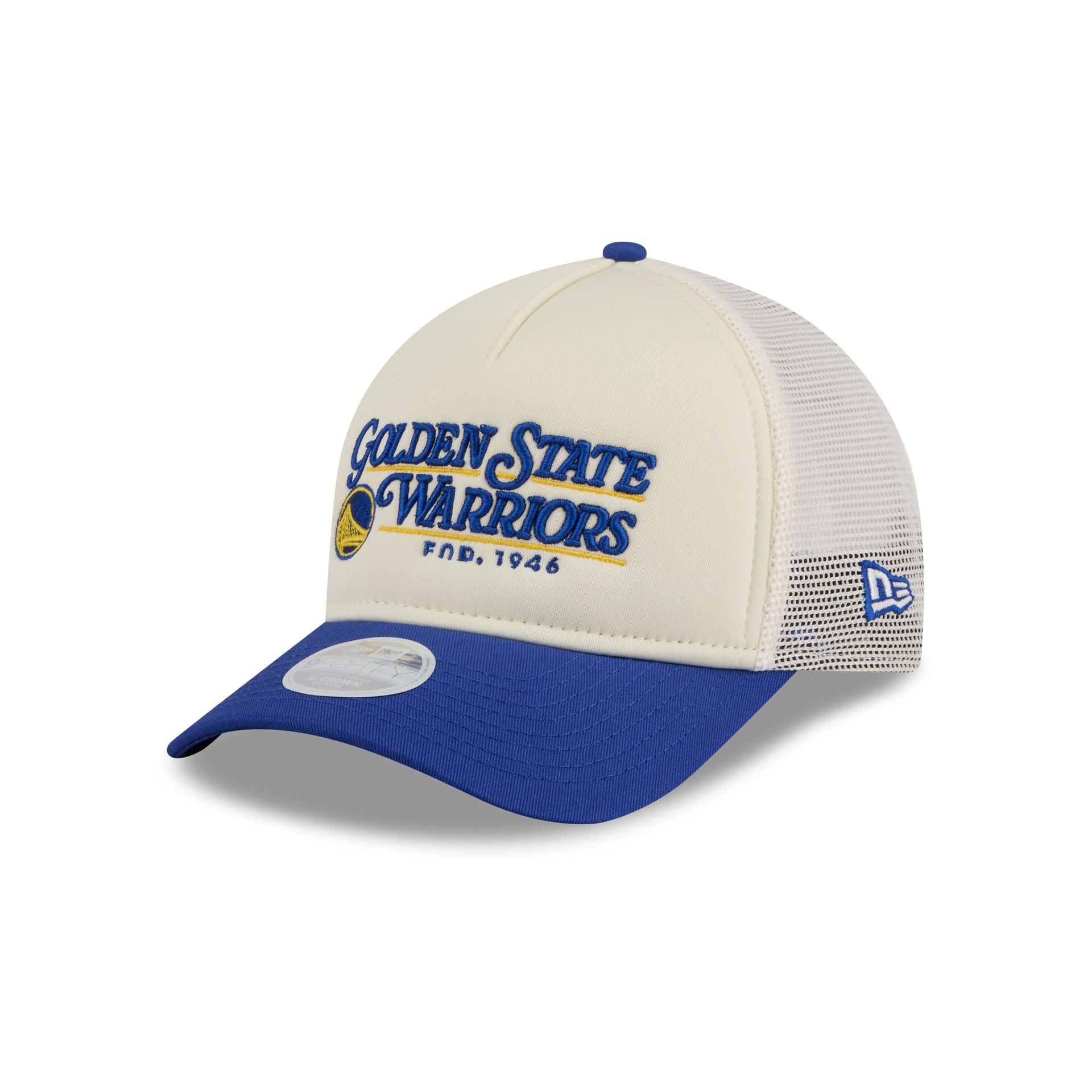 Golden State Warriors Retro Chrome Women's White 9Forty M-Crown A-Frame Trucker Hat