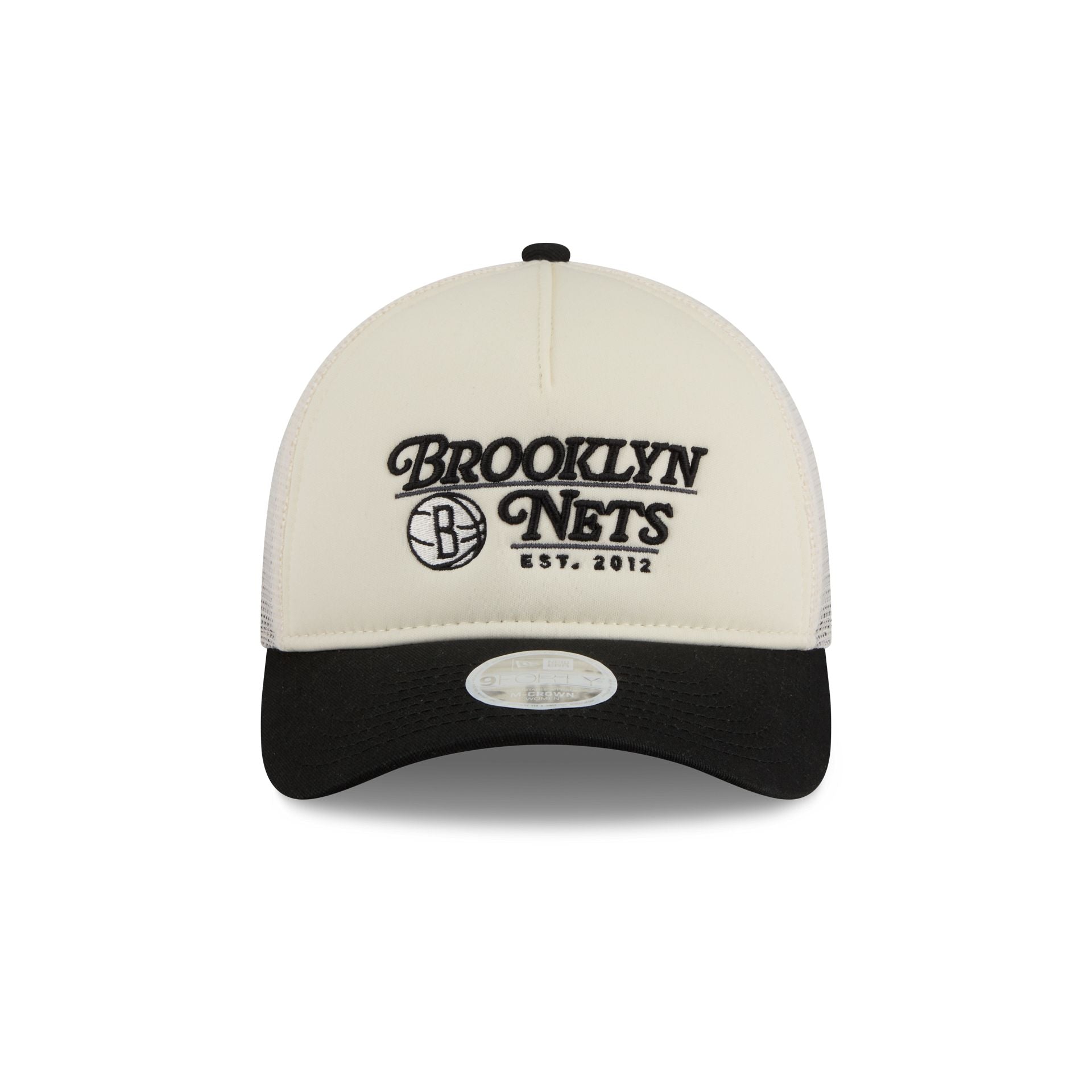 Alternative view of Brooklyn Nets Retro Chrome Women's White 9Forty M-Crown A-Frame Trucker Hat