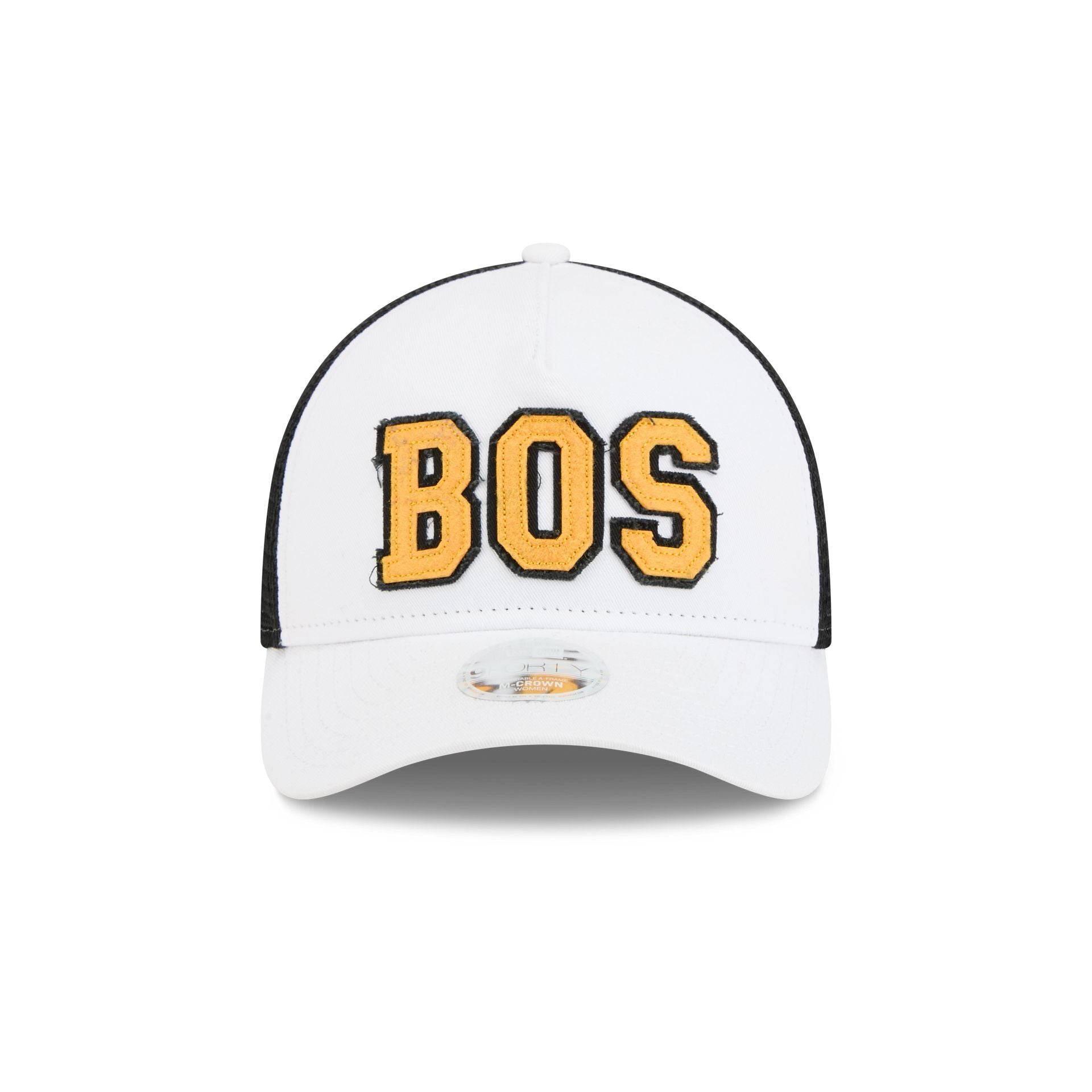 Alternative view of Boston Bruins Optic White Felt Logo Women's 9Forty M-Crown A-Frame Trucker Hat