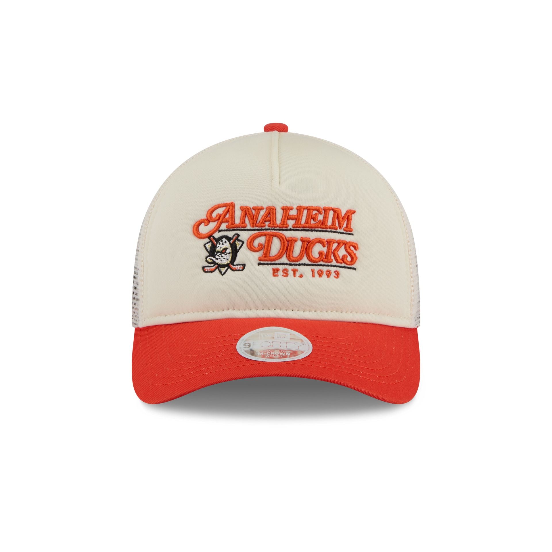 Alternative view of Anaheim Ducks Retro Chrome Women's White 9Forty M-Crown A-Frame Trucker Hat
