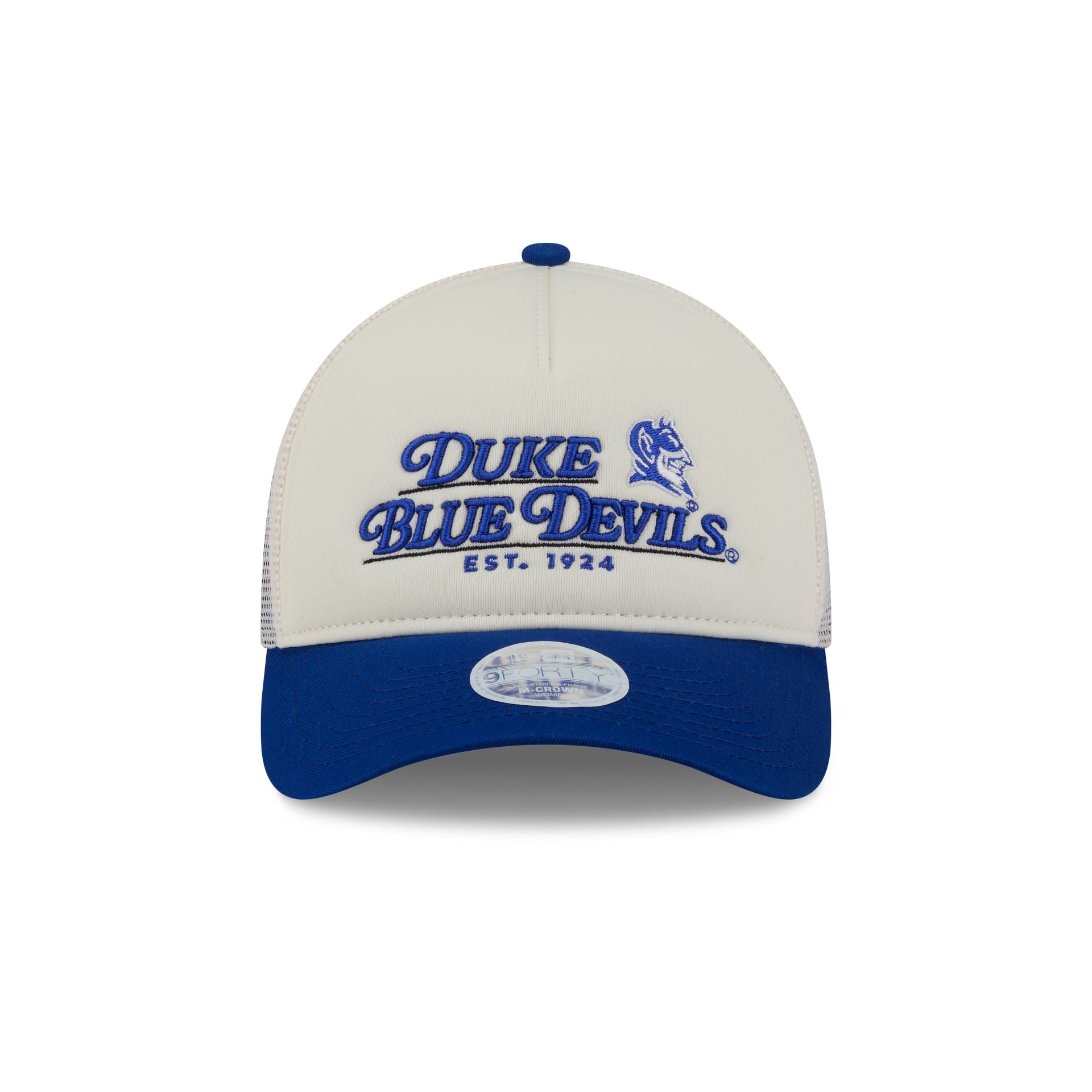 Alternative view of Duke Blue Devils Retro Chrome Women's White 9Forty M-Crown A-Frame Trucker Hat