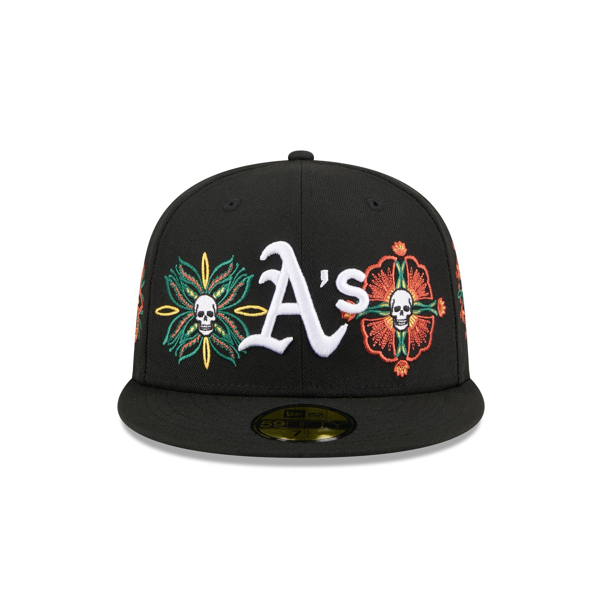 Alternative view of Athletics Day Of The Dead Skull & Flowers 59Fifty Fitted Hat