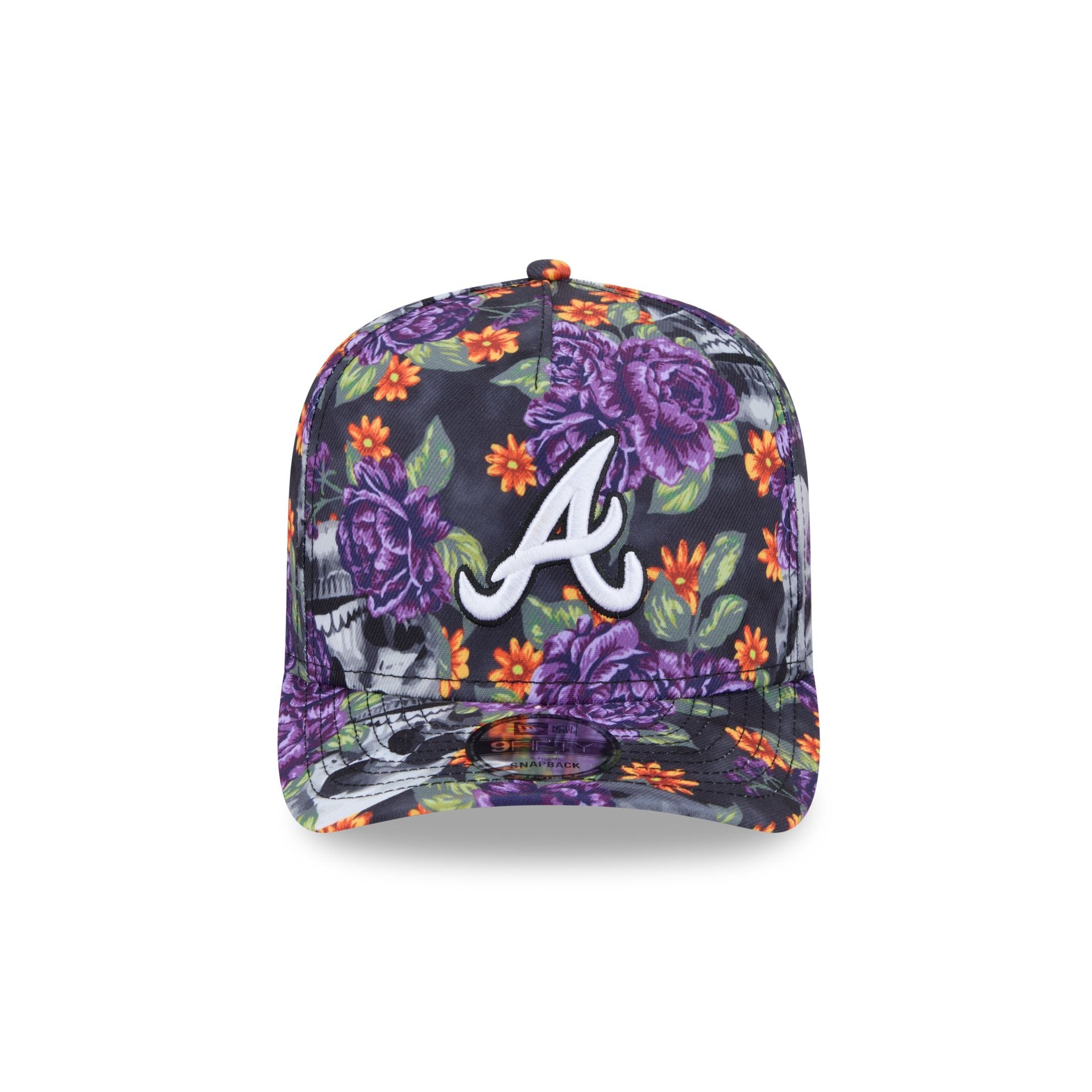 Alternative view of Atlanta Braves Day Of The Dead Skull & Roses 9Fifty A-Frame Snapback