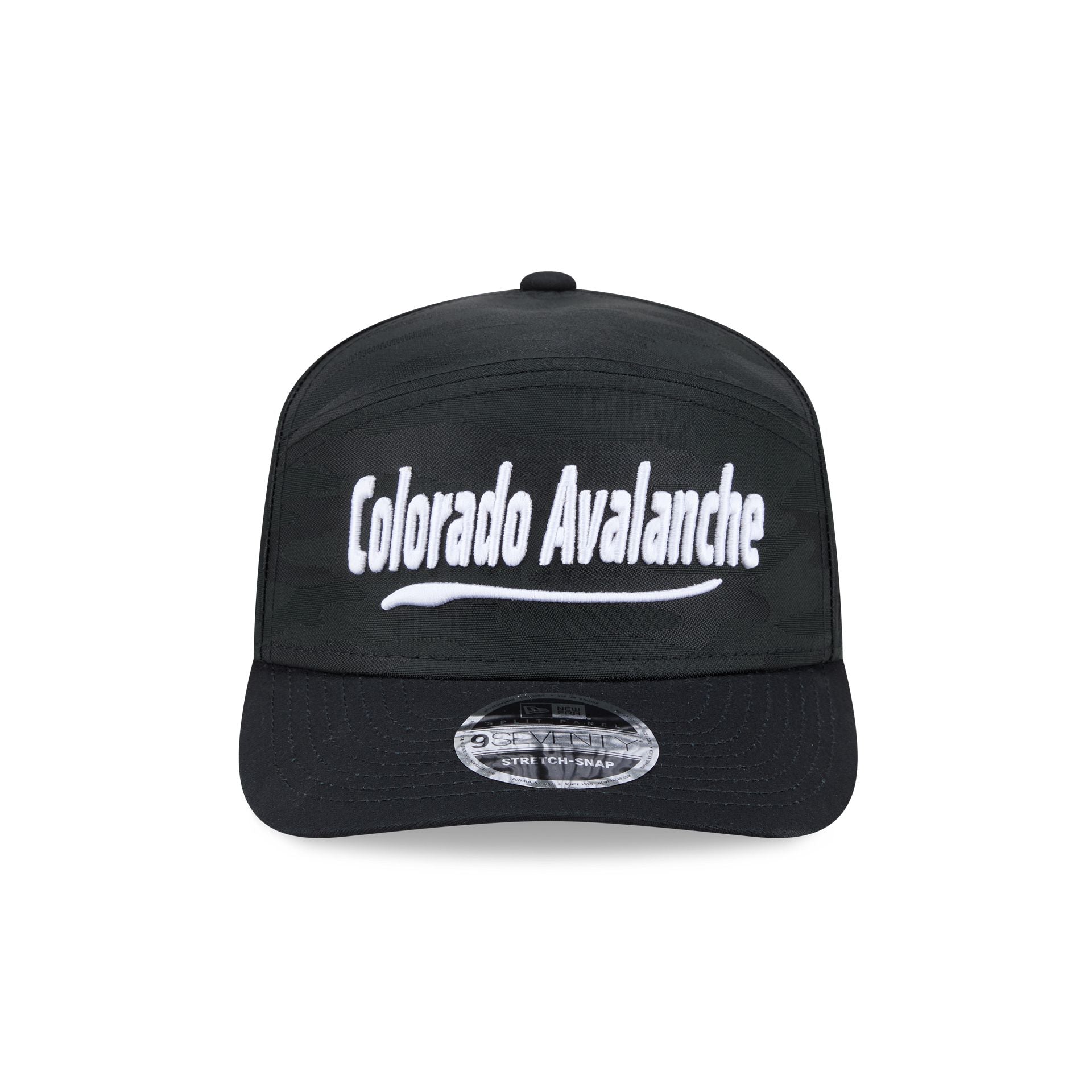 Alternative view of Colorado Avalanche Black Camo Split Panel 9Seventy Stretch-Snap Hat