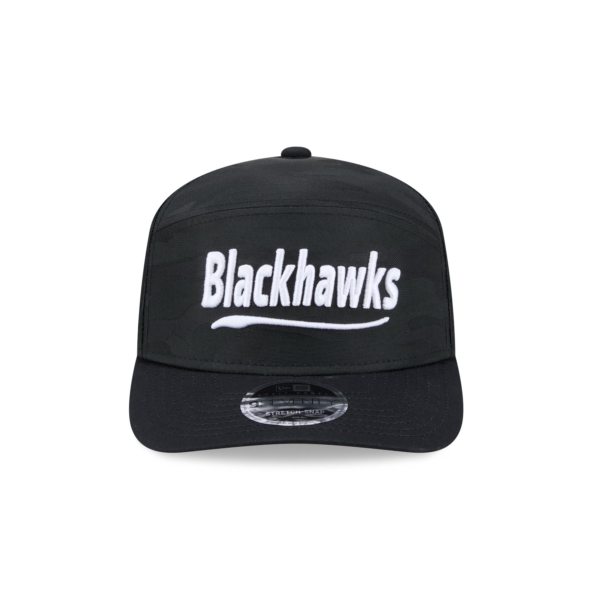 Alternative view of Chicago Blackhawks Black Camo Split Panel 9Seventy Stretch-Snap Hat