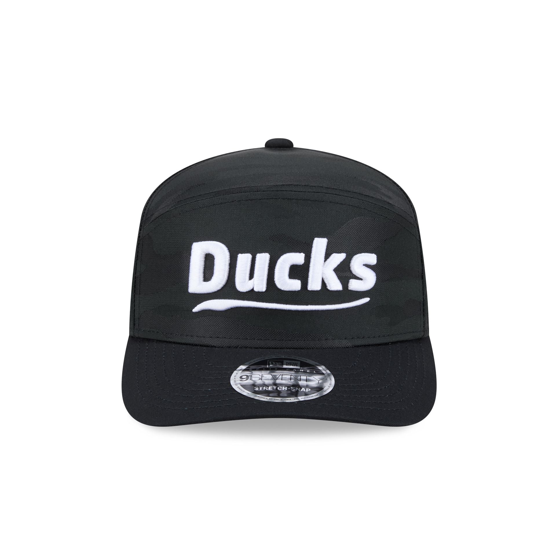 Alternative view of Anaheim Ducks Black Camo Split Panel 9Seventy Stretch-Snap Hat