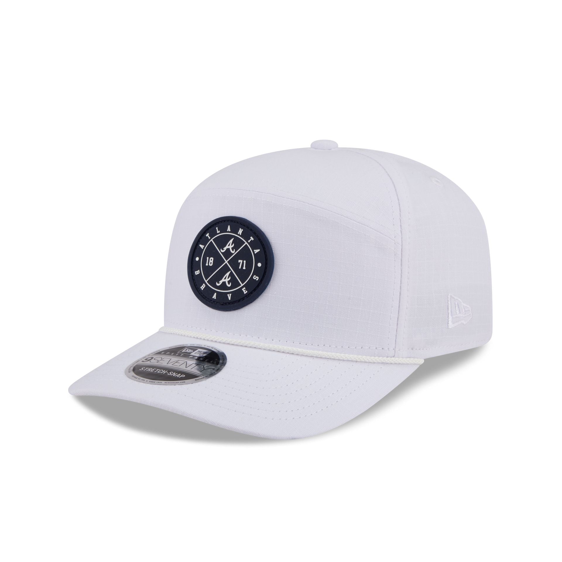 Atlanta Braves Circle Logo White Split Panel 9Seventy Stretch-Snap Hat