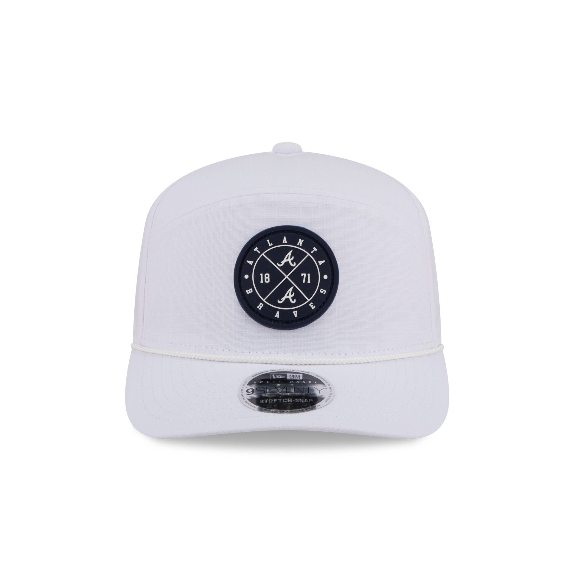 Alternative view of Atlanta Braves Circle Logo White Split Panel 9Seventy Stretch-Snap Hat