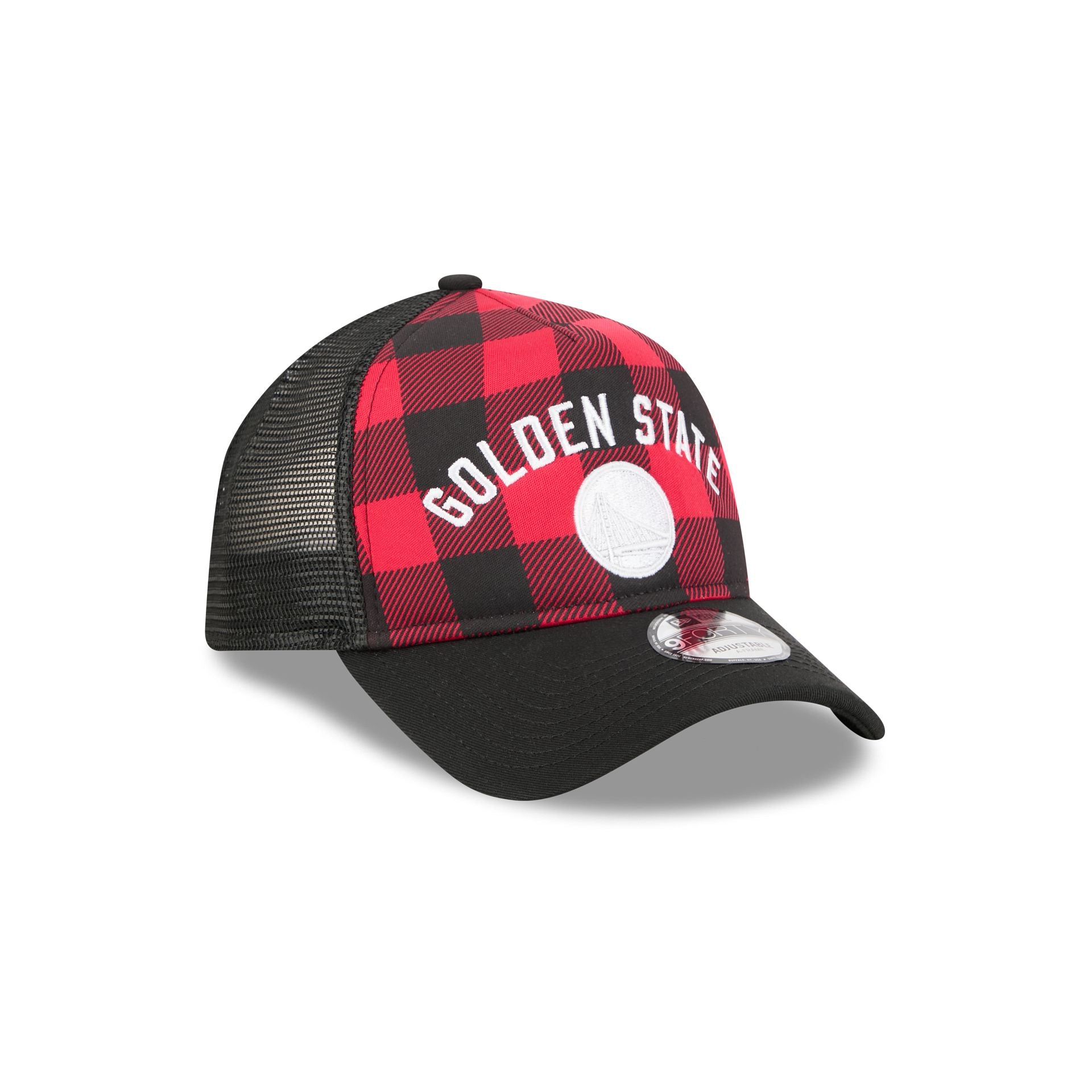 Golden State Warriors Evergreen Check 9Forty A-Frame Trucker Hat - Image 3