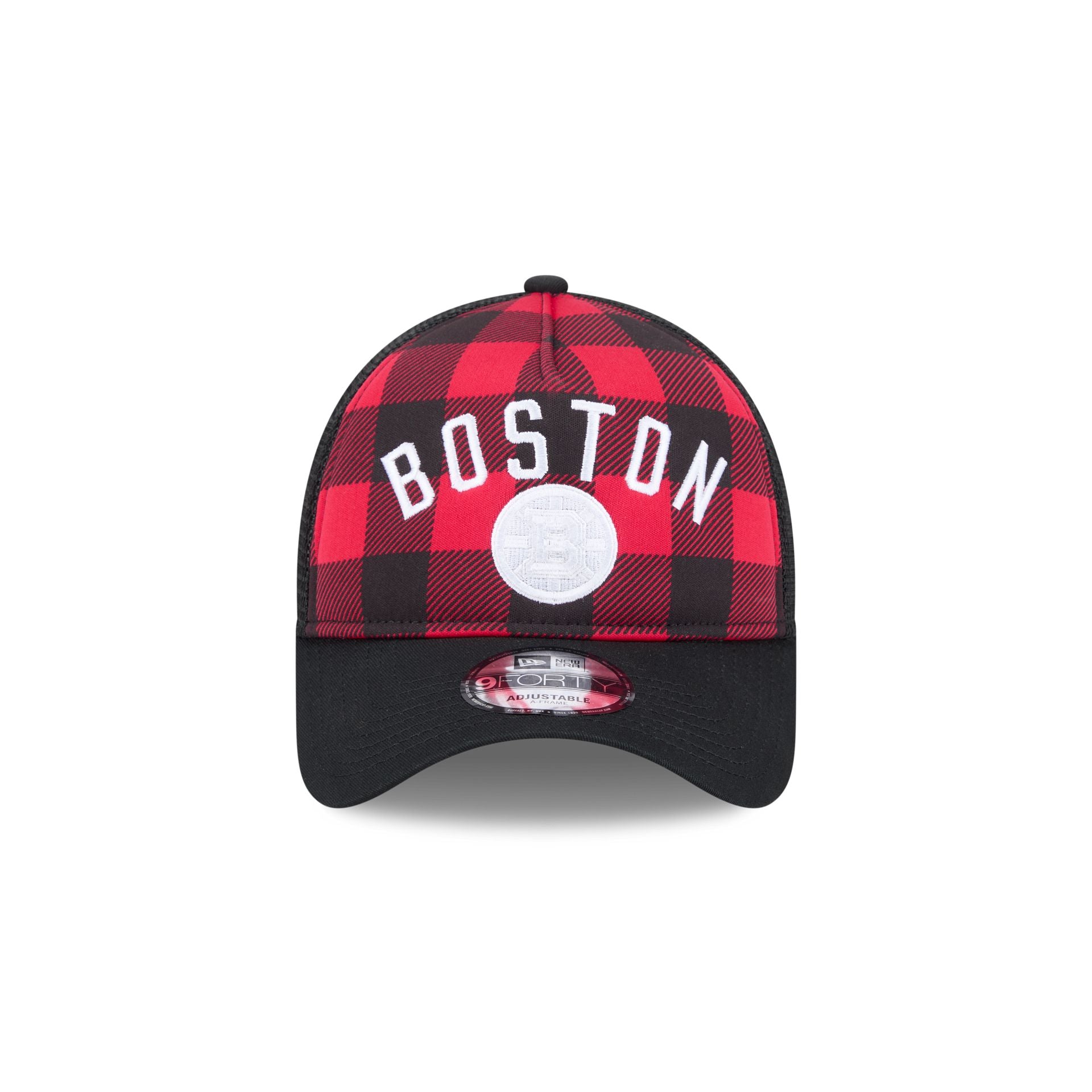 Alternative view of Boston Bruins Evergreen Check 9Forty A-Frame Trucker Hat