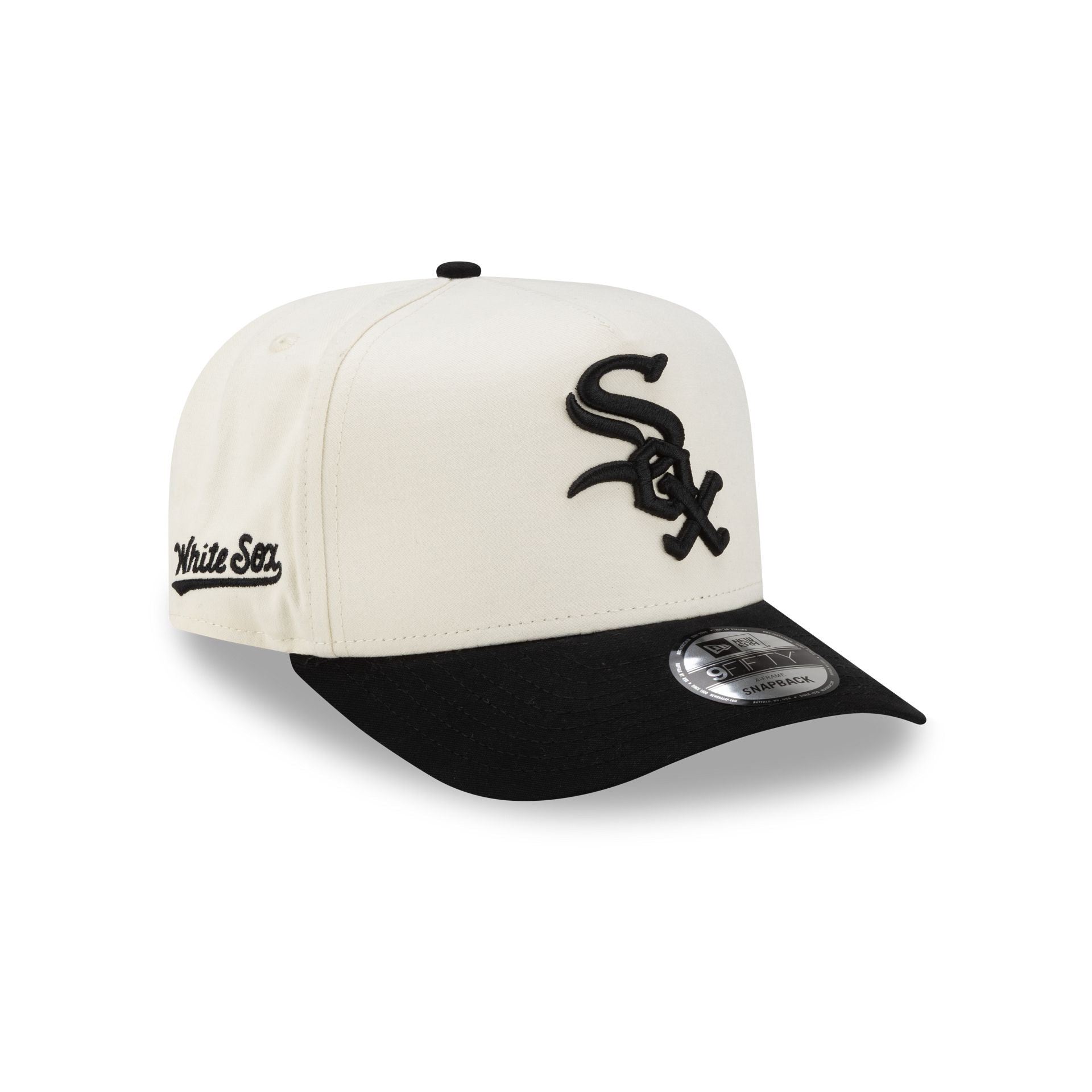Chicago White Sox Cotton Brush Chrome Pre-Curve 9Fifty A-Frame Snapback Hat - Image 3