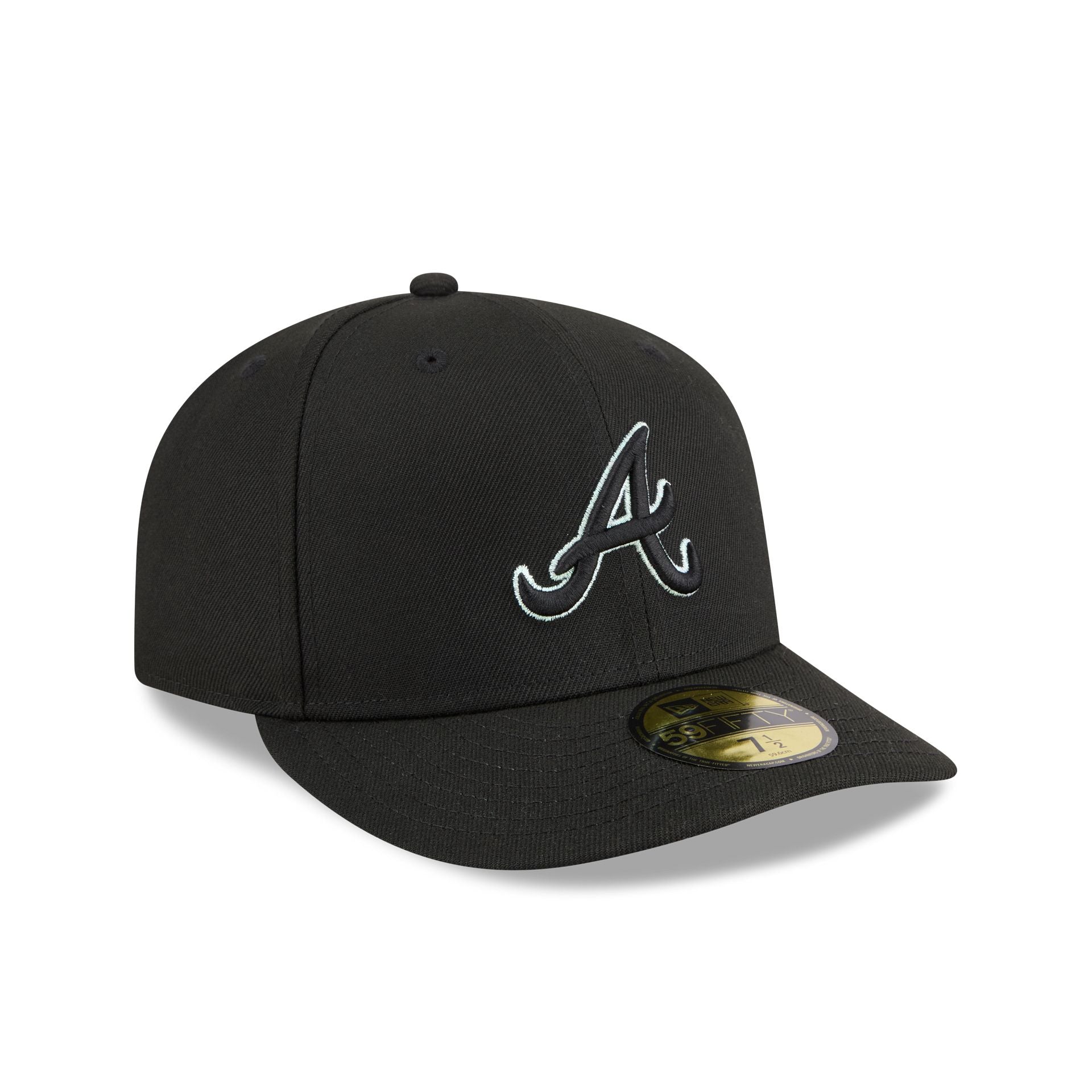 Atlanta Braves Black Pre-Curve 59Fifty Fitted Hat - Image 3